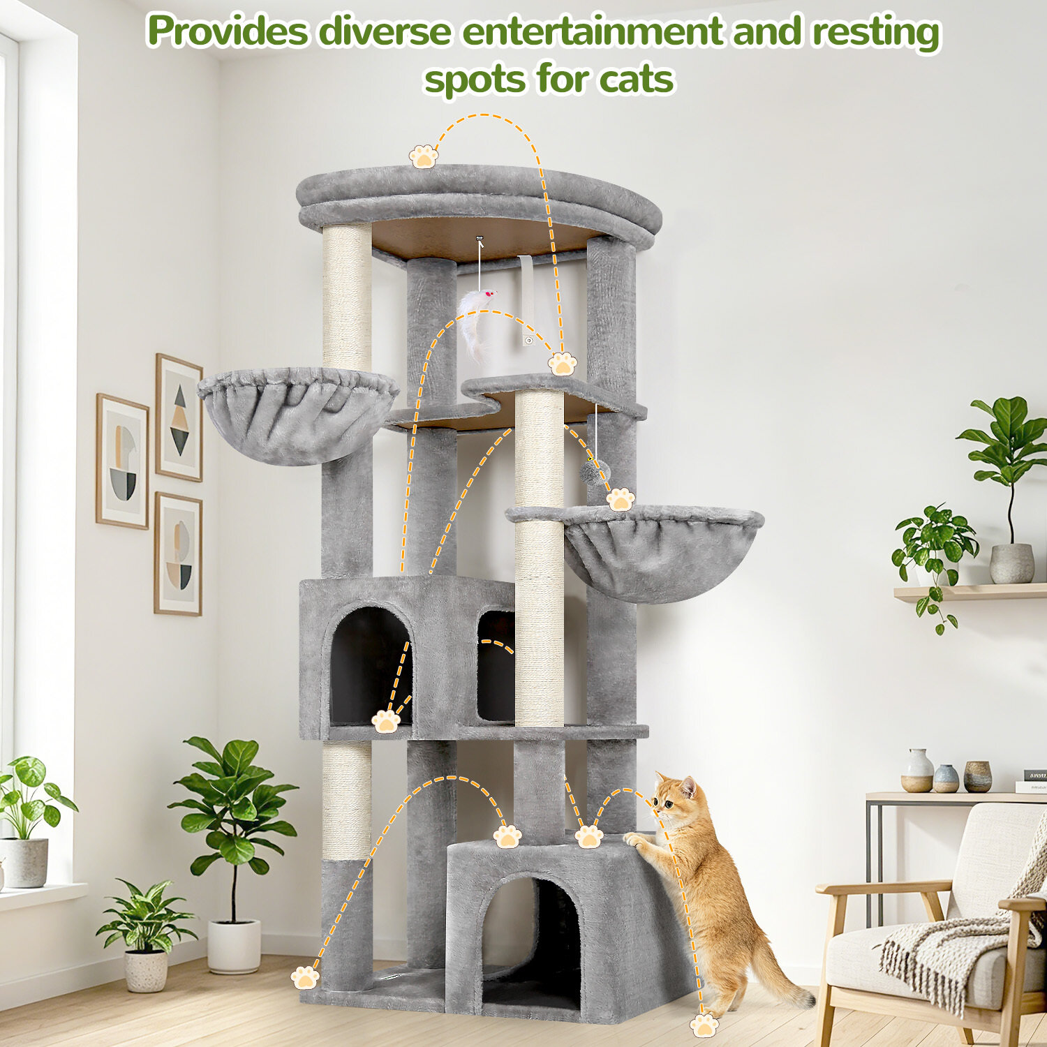 globlazer-c-series-c64-arbre-chat-gris-clair-162-cm-grands-chats image 4
