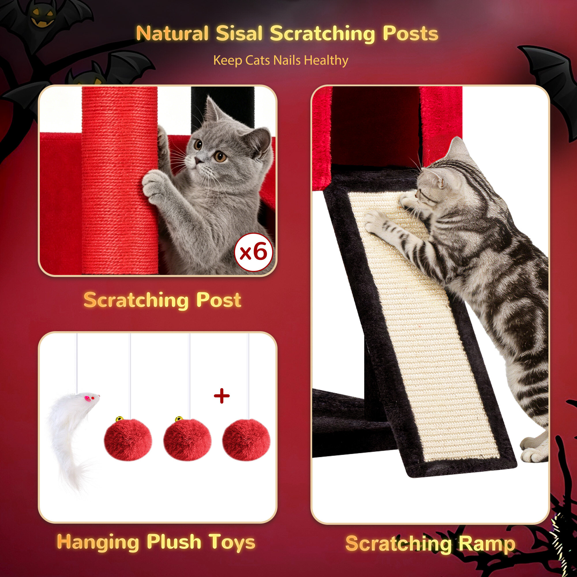 globlazer-s78-s-series-arbre-chat-rouge-noir-78-pouces image 7