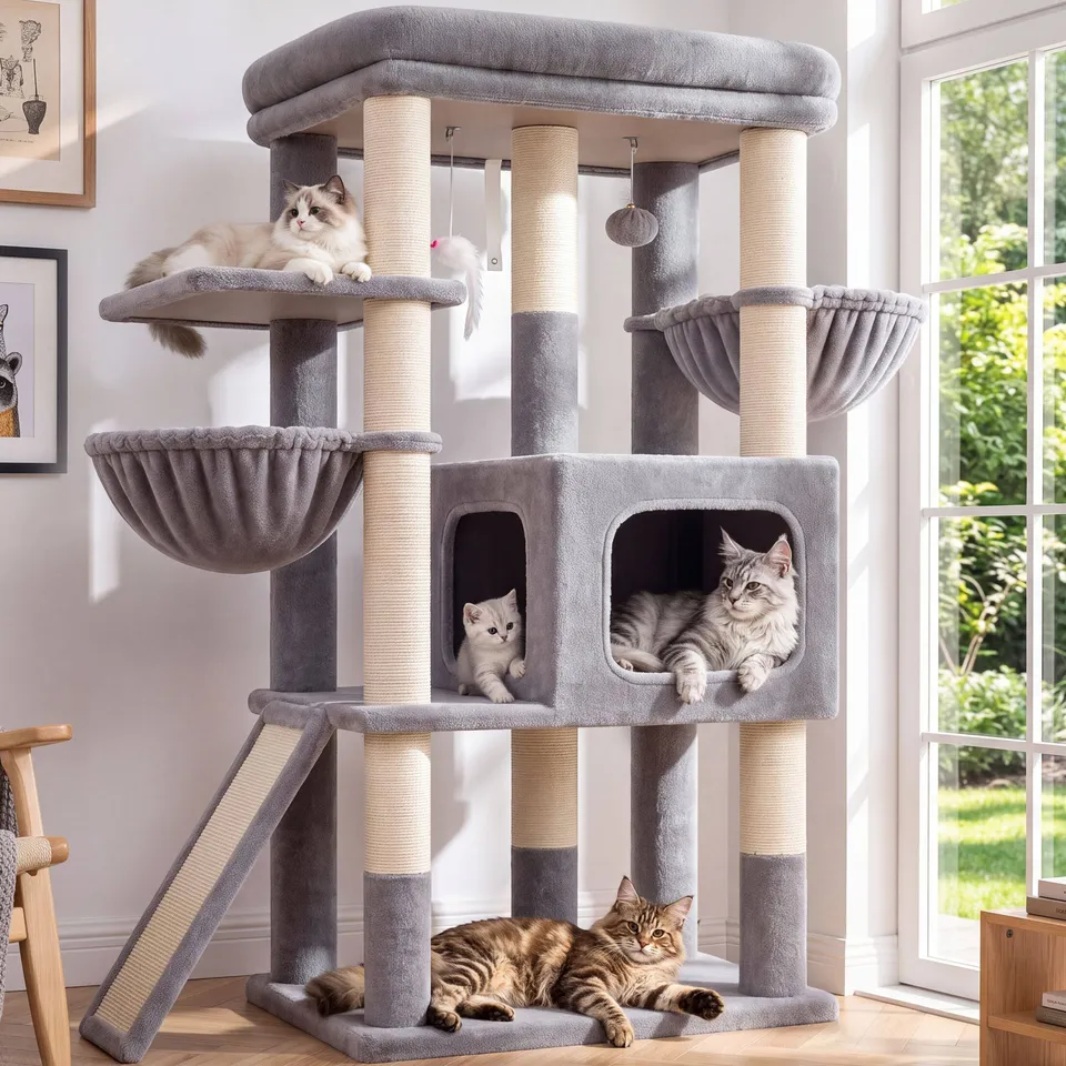 globlazer-s-series-52-pouces-arbre-chat-gris-clair-plateforme-xl image 1