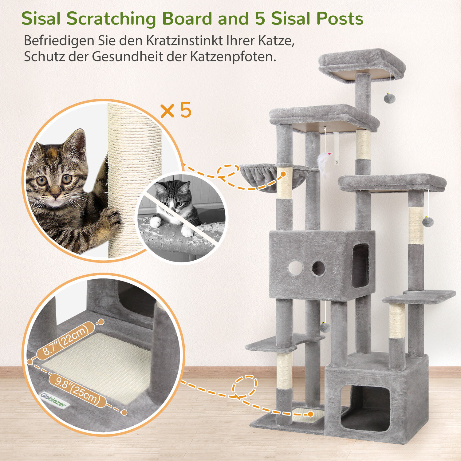 globlazer-f80e-arbre-chat-gris-clair-80-pouces-grands-chats image 5