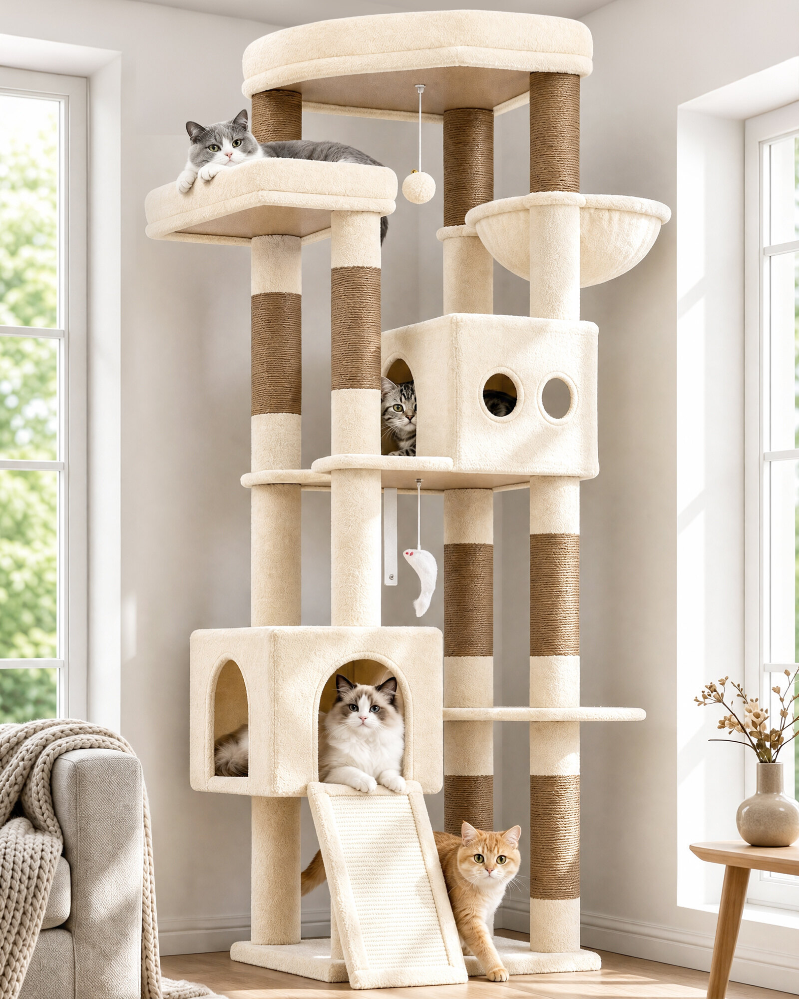 globlazer-f73b-arbre-chat-beige-73-pouces-niche image 1