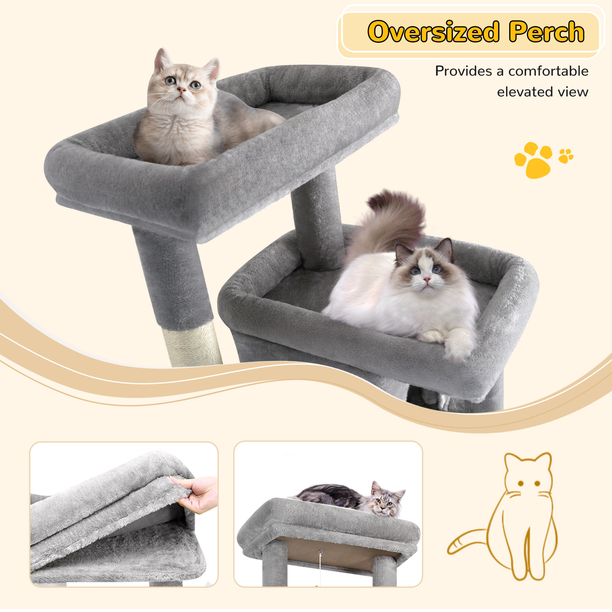 globlazer-s-series-s78-arbre-chat-gris-clair-198-cm-poteau image 4