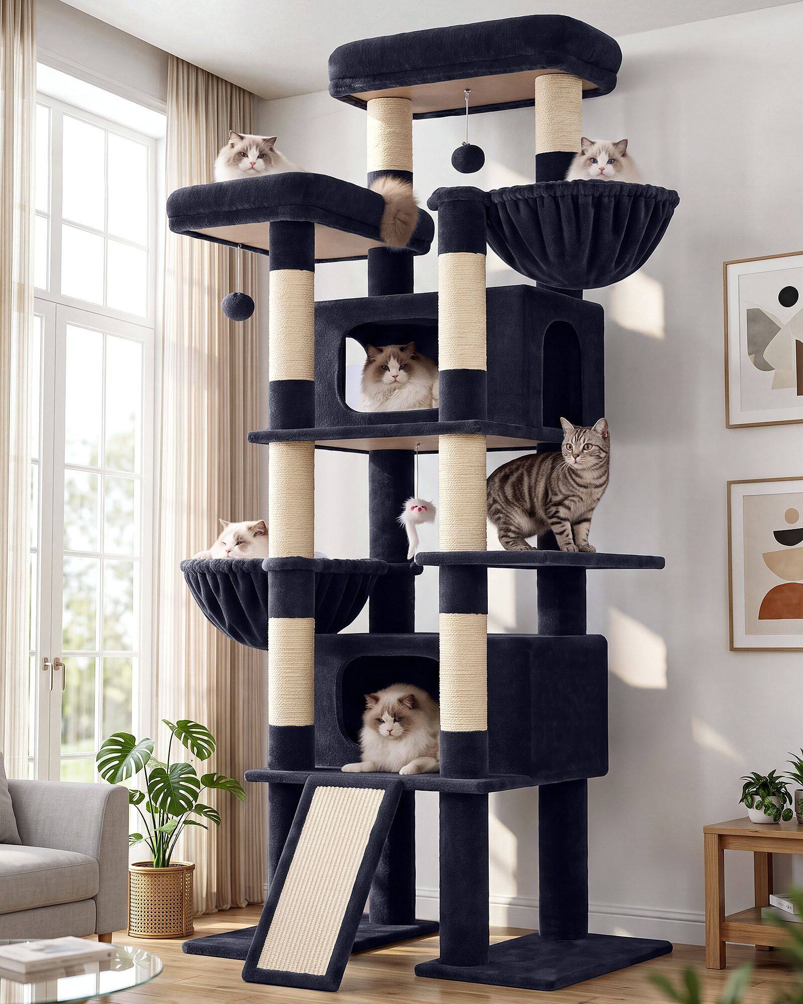 globlazer-f75g-arbre-chat-gris-fonc-190-cm image 1