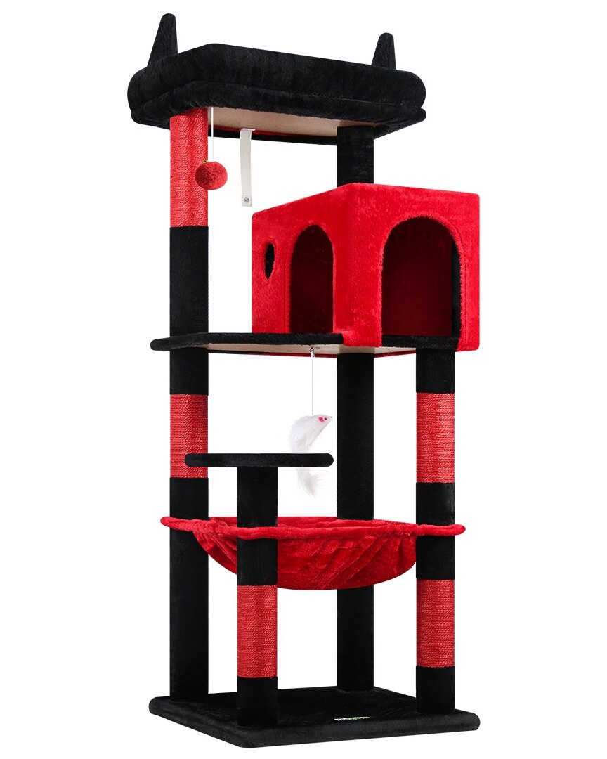 globlazer-f53-arbre-chat-135-cm-rouge-noir-gothique image 2