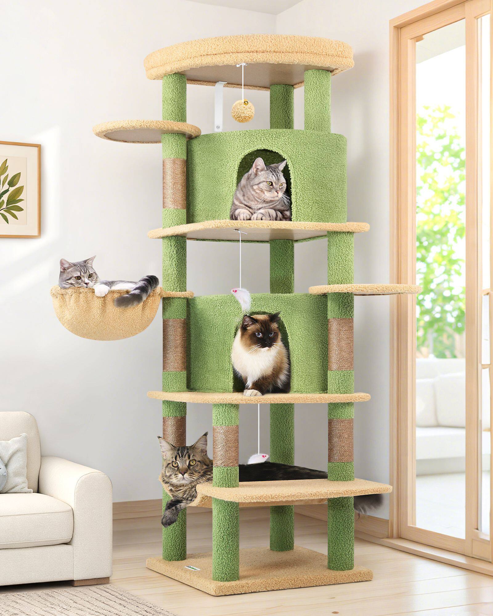 globlazer-c-series-c66-arbre-chat-vert-cactus-66-pouces-angle image 1