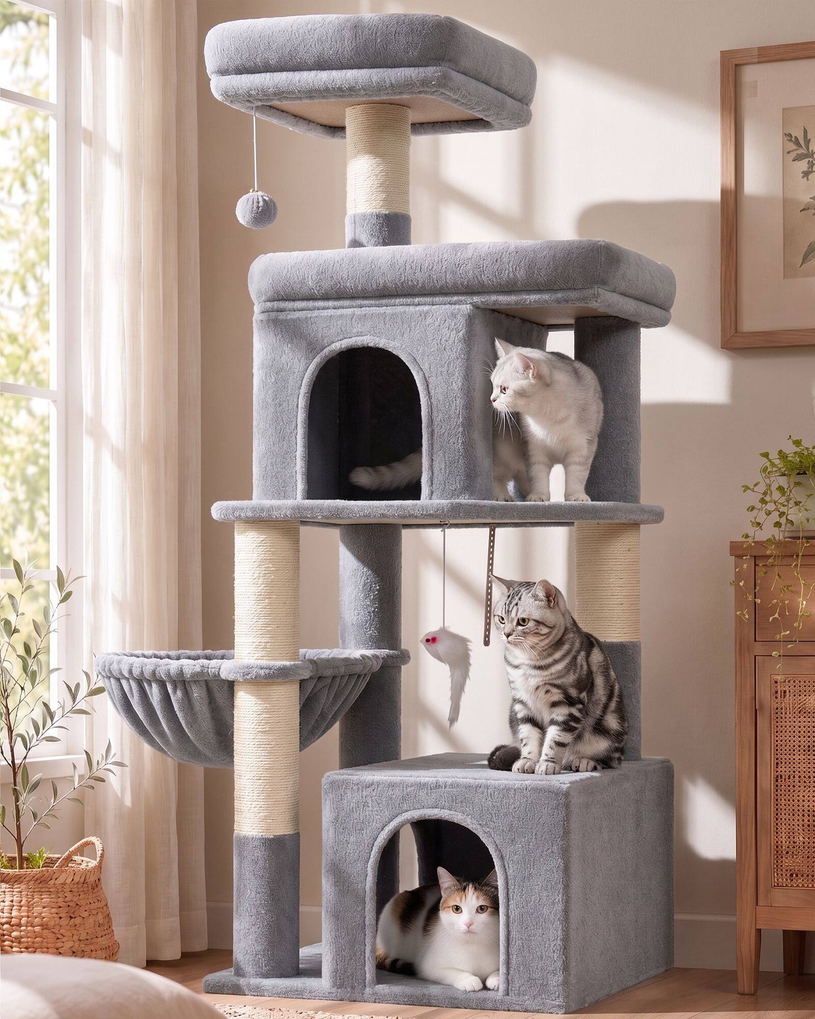 globlazer-f54-arbre-chat-gris-clair-2-niches image 1