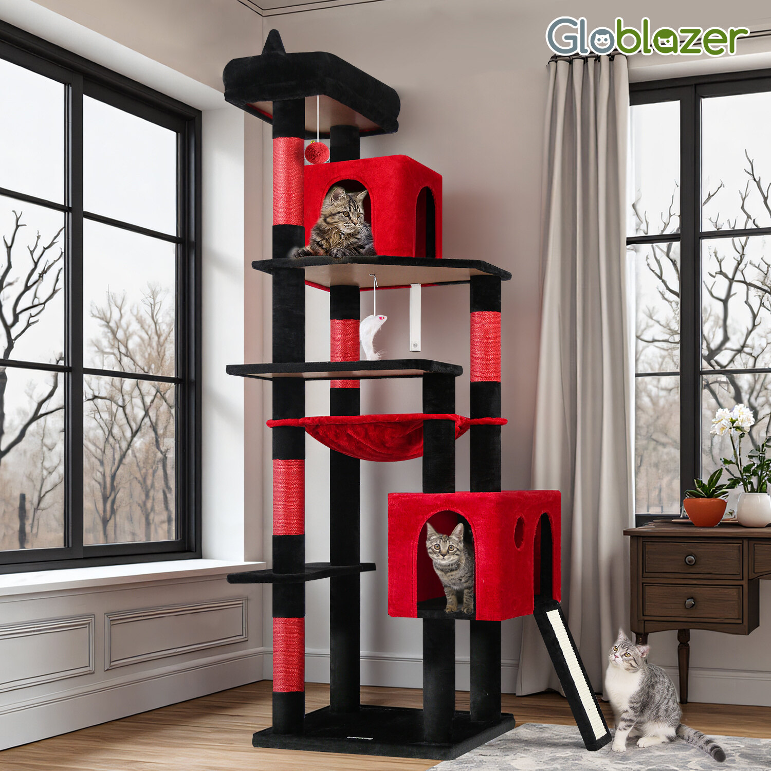 globlazer-f70-pro-arbre-chat-rouge-noir-178-cm image 8