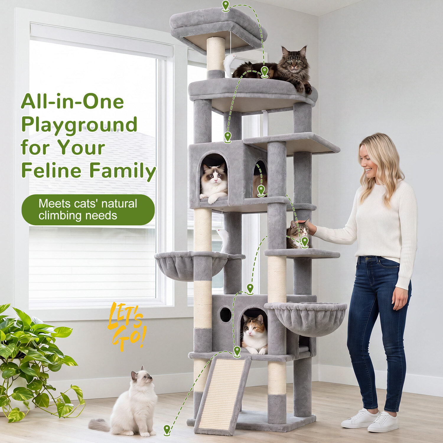 globlazer-f-series-f81h-arbre-chat-gris-clair-81-pouces-stable image 3