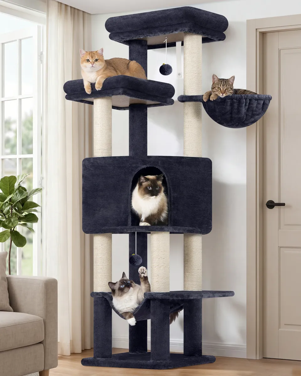 globlazer-f65d-arbre-chat-gris-fonc-165-cm-grand image 1