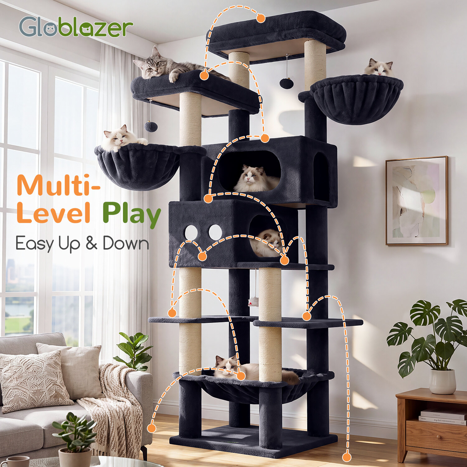 globlazer-f81e-arbre-chat-xxl-gris-206-cm-grand-chat image 8