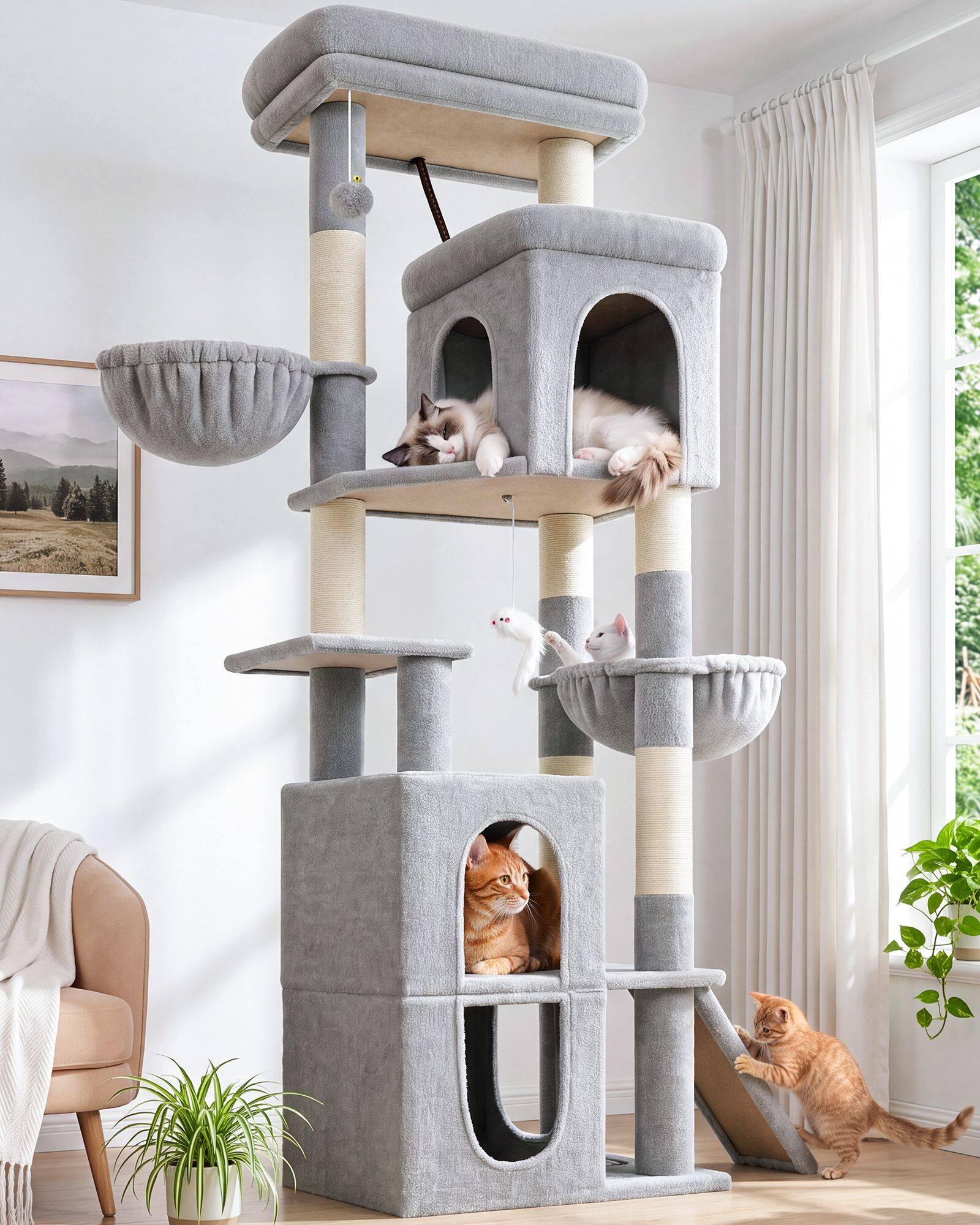 globlazer-f70f-arbre-chat-70-pouces-gris-clair-grand image 1