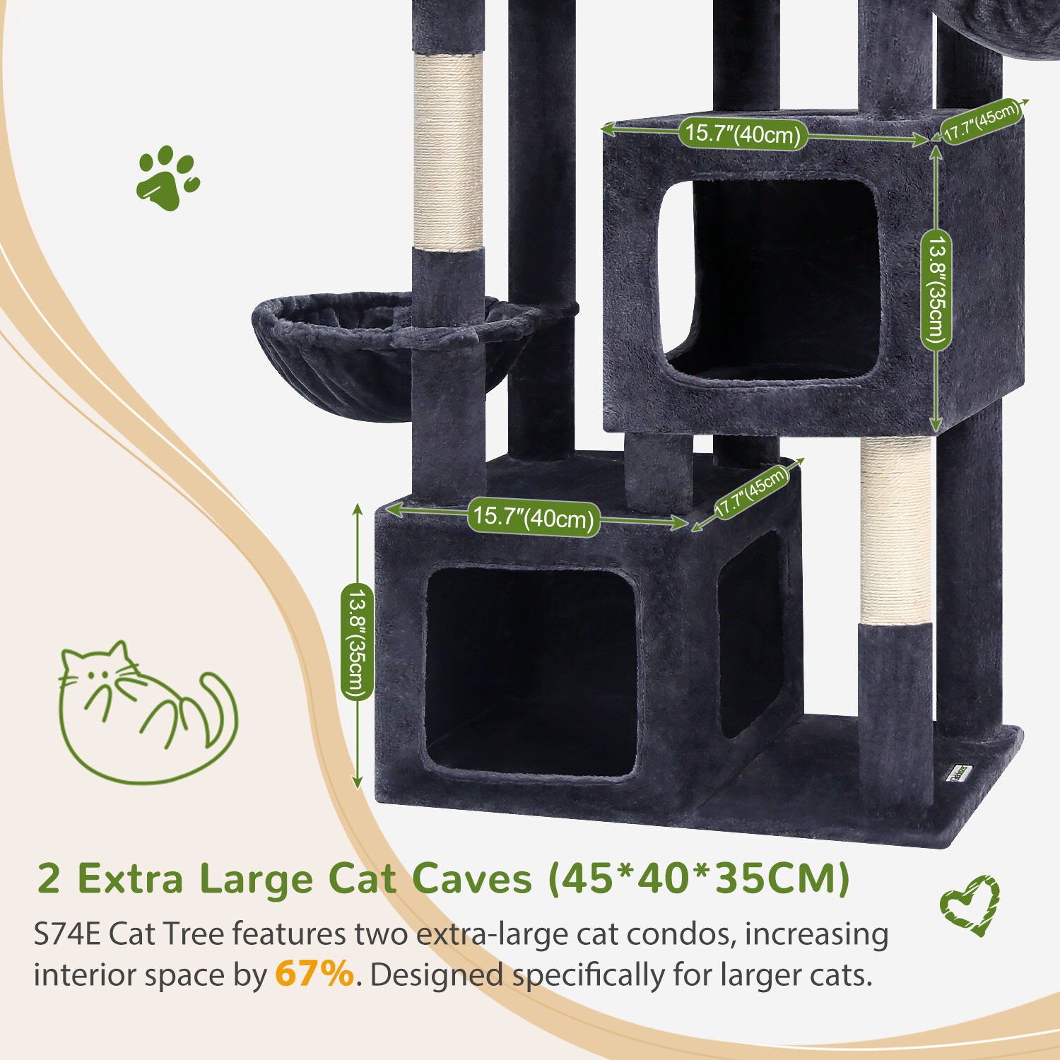 globlazer-s-series-s74e-arbre-chat-gris-fonc-74-pouces image 3