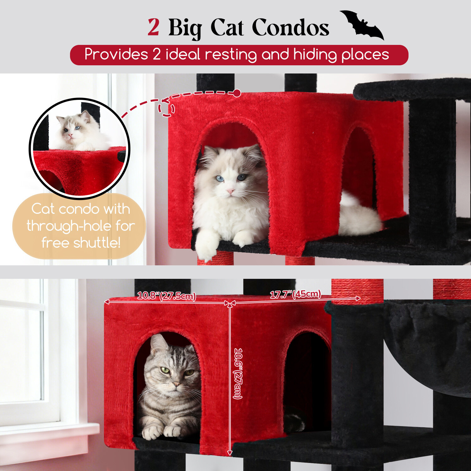 globlazer-s82-arbre-chat-rouge-noir-gothique-82-pouces-xxl image 4