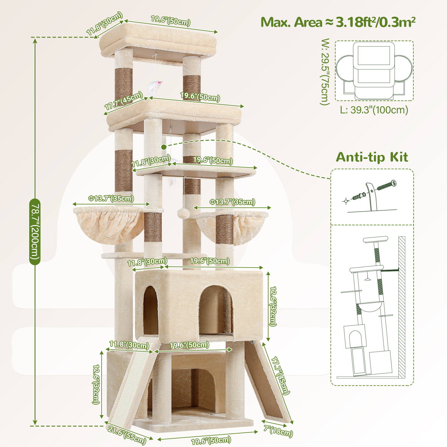 globlazer-z-series-z78-arbre-chat-beige-78-pouces-grand-haut image 6