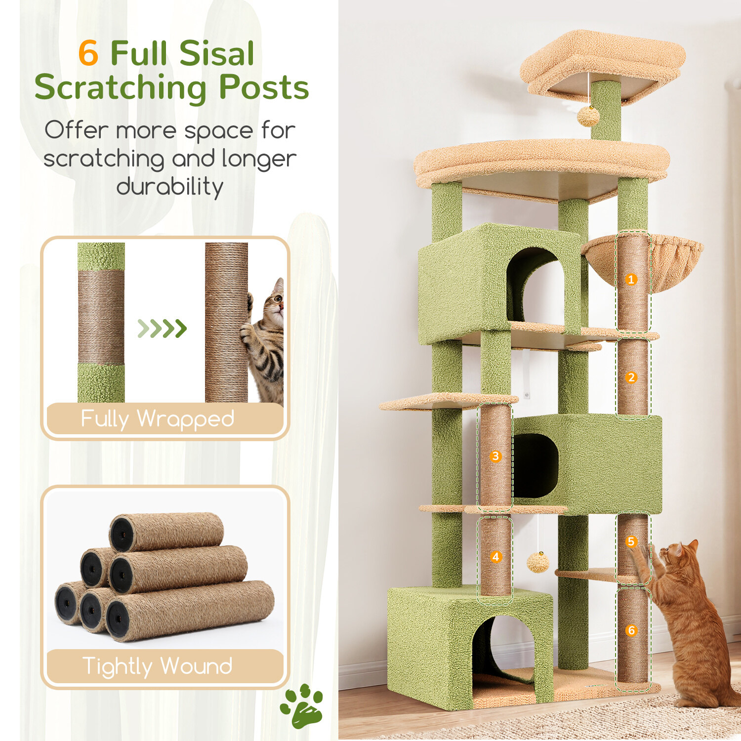 globlazer-s-series-s80-arbre-chat-vert-cactus-80-pouces image 5