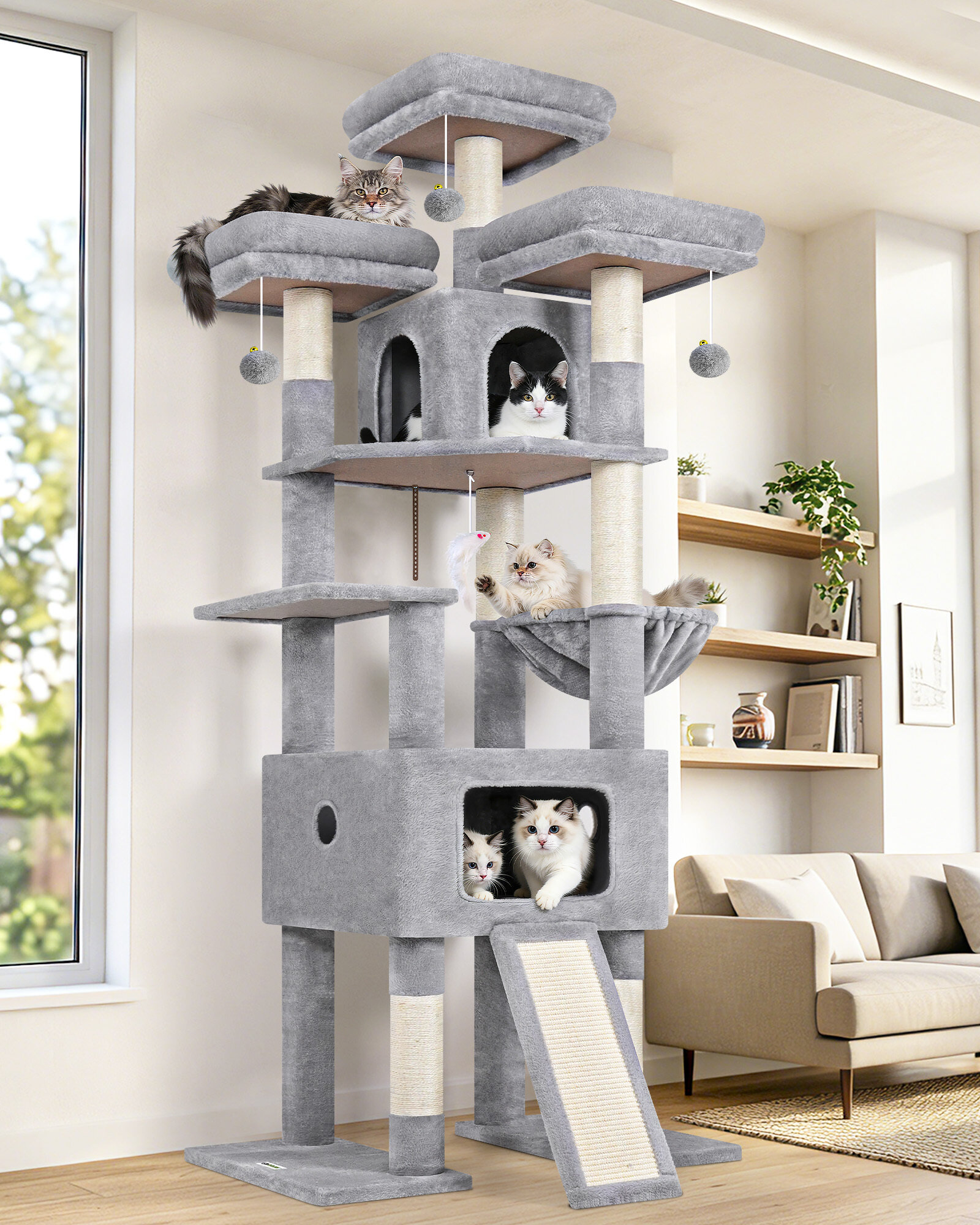 globlazer-f75-arbre-chat-75-pouces-gris-clair-grand image 1