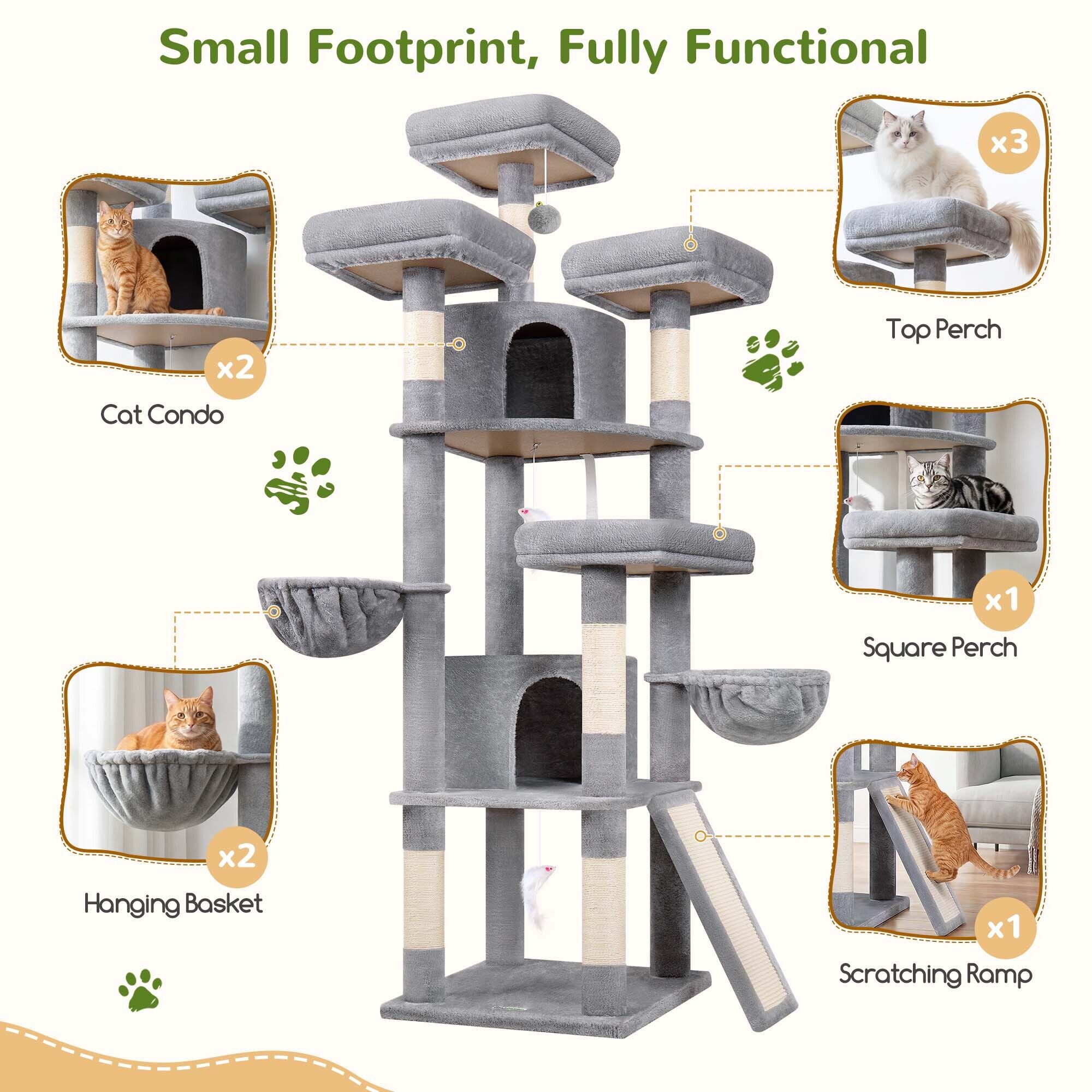 globlazer-f-series-f80h-arbre-chat-gris-clair-80-pouces-grand-chat image 5