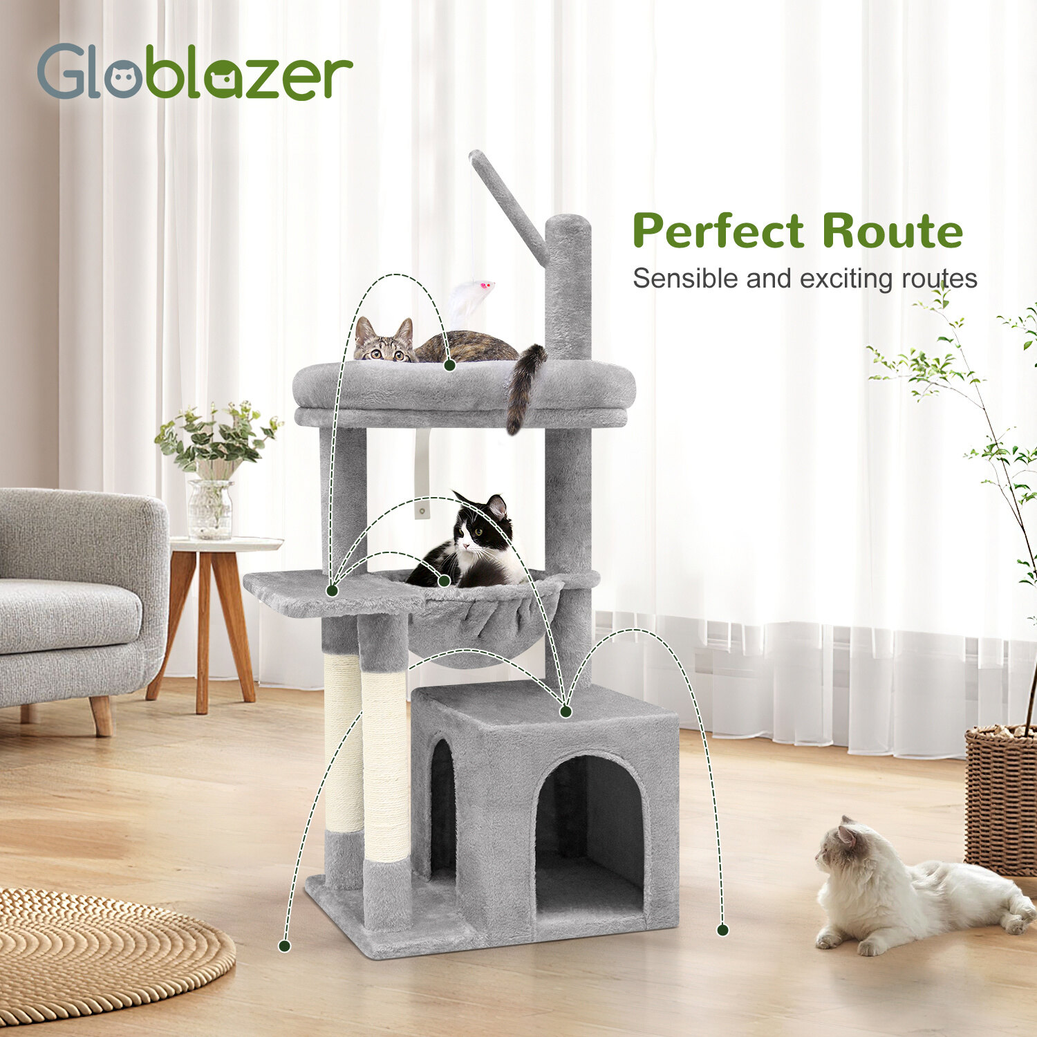 globlazer-f46a-arbre-chat-gris-clair-46-pouces-moyen image 3