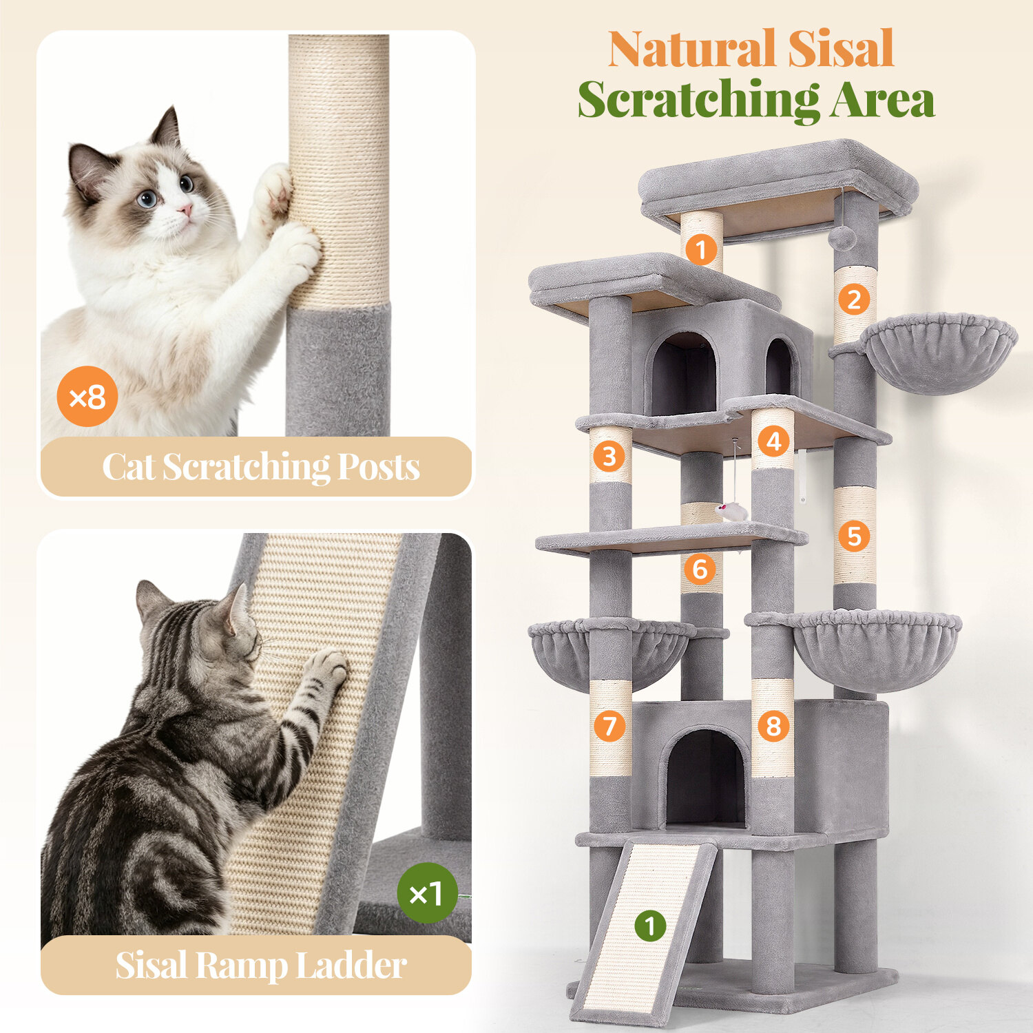 globlazer-f80j-arbre-chat-gris-clair-203-cm-xxl image 5