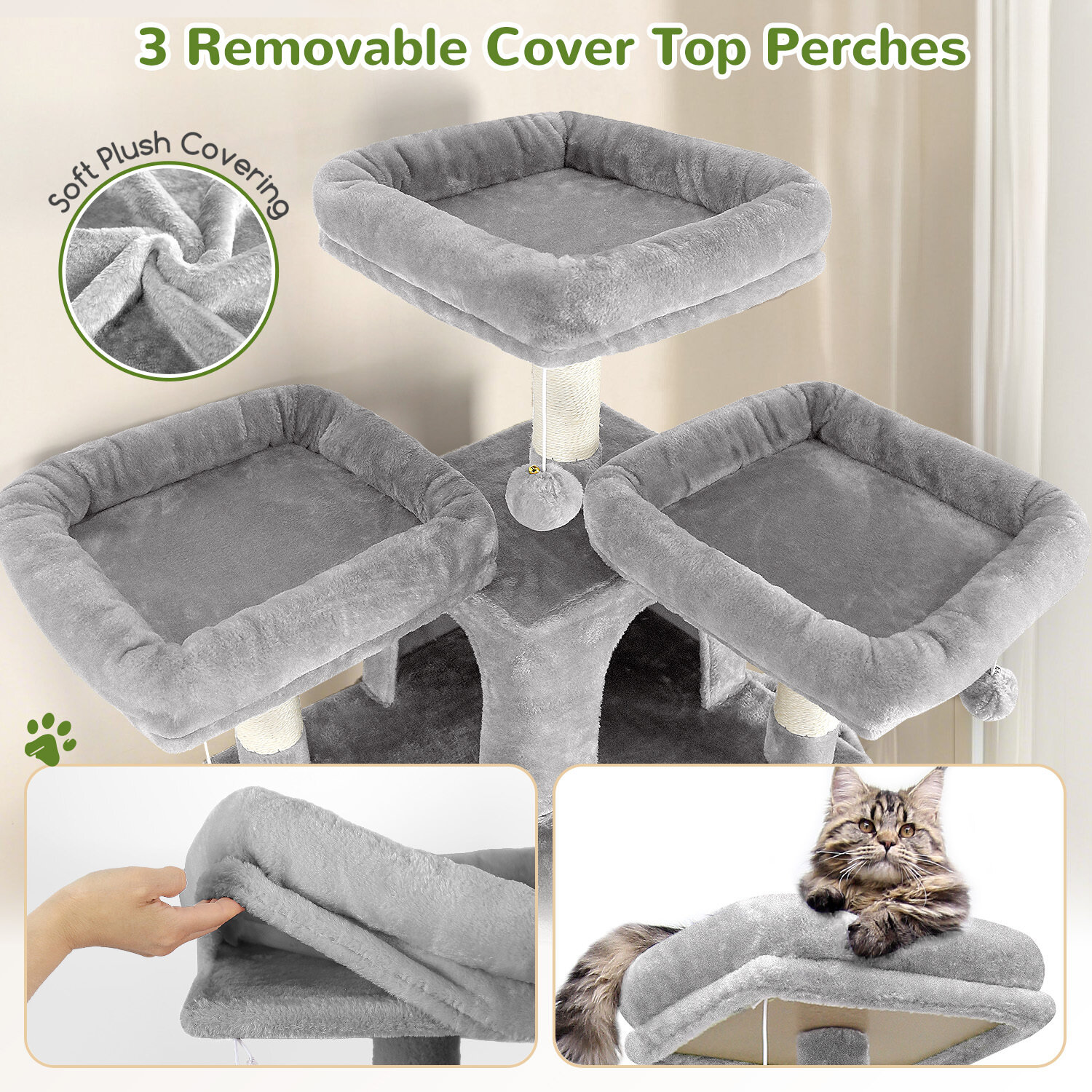 globlazer-f75-arbre-chat-75-pouces-gris-clair-grand image 3