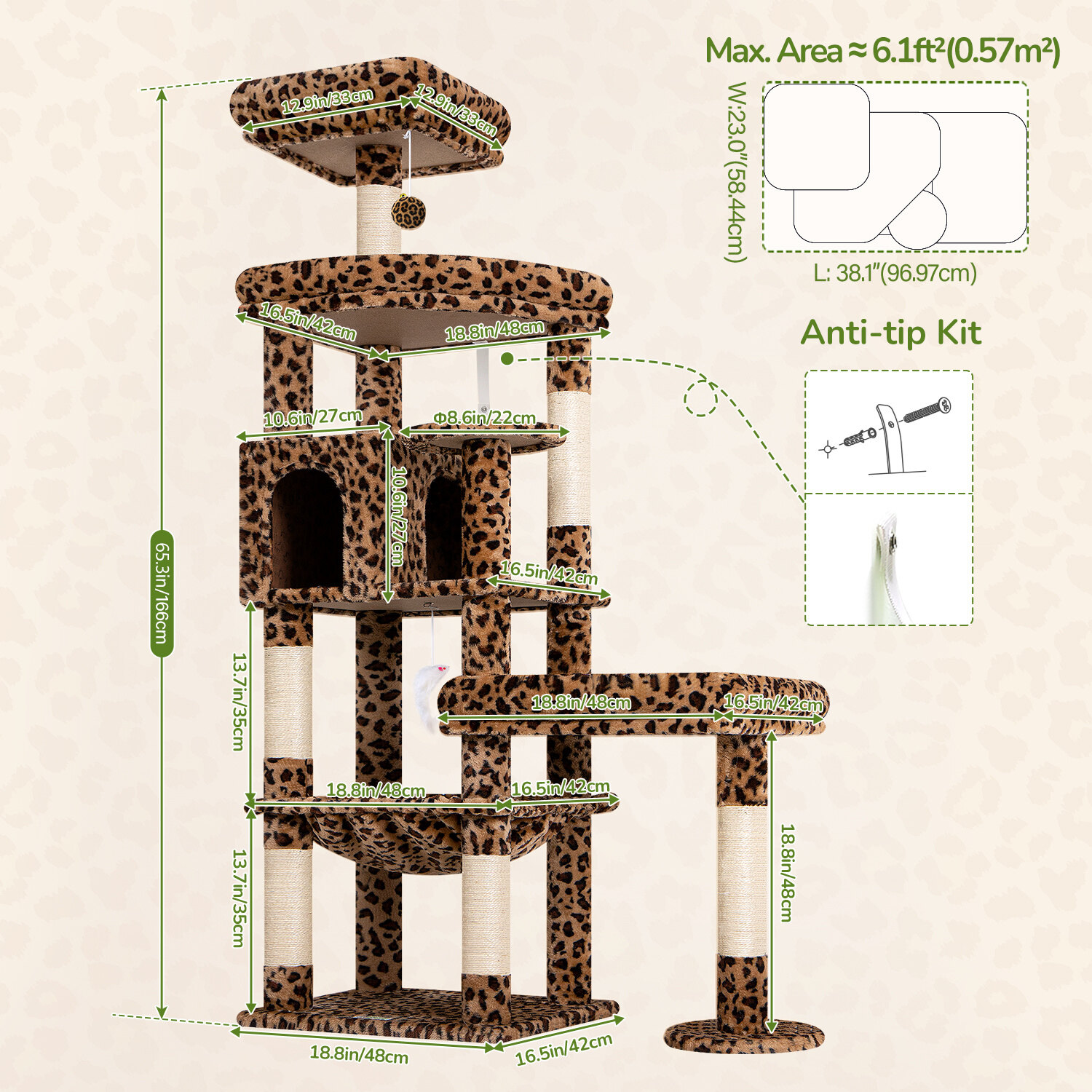 globlazer-s-series-s65-arbre-chat-l-opard-65-pouces-robuste image 8