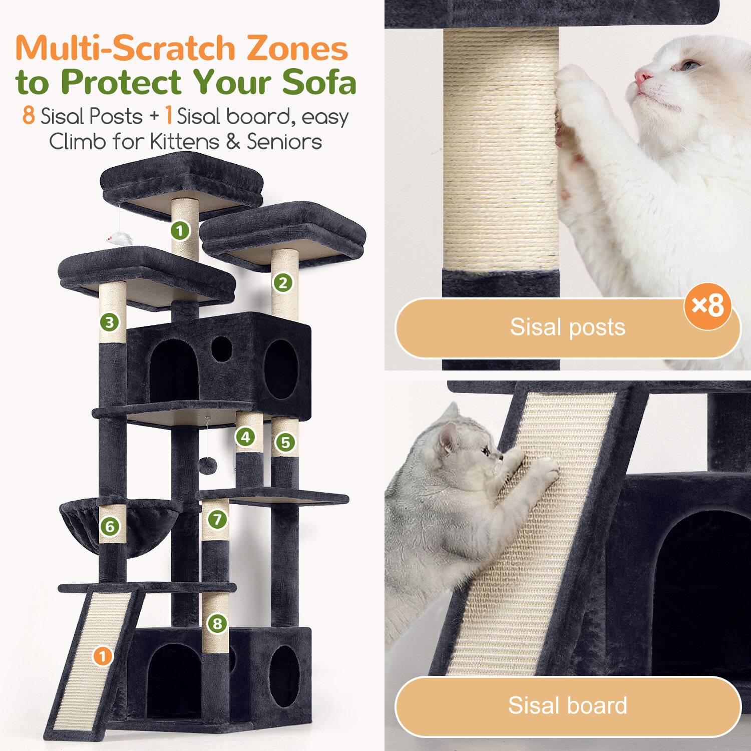 globlazer-f-series-f73c-arbre-chat-gris-fonc-73-pouces image 6