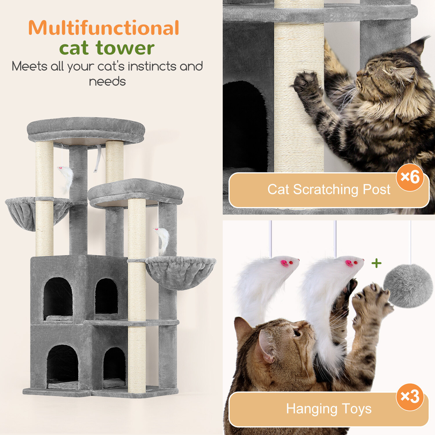 globlazer-s-series-s63-arbre-chat-gris-clair-63-pouces-gros-chat image 6