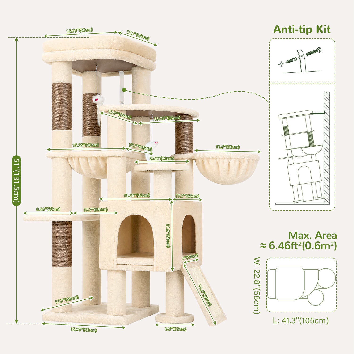 globlazer-s-series-s51-arbre-chat-beige-51-pouces-compact image 7