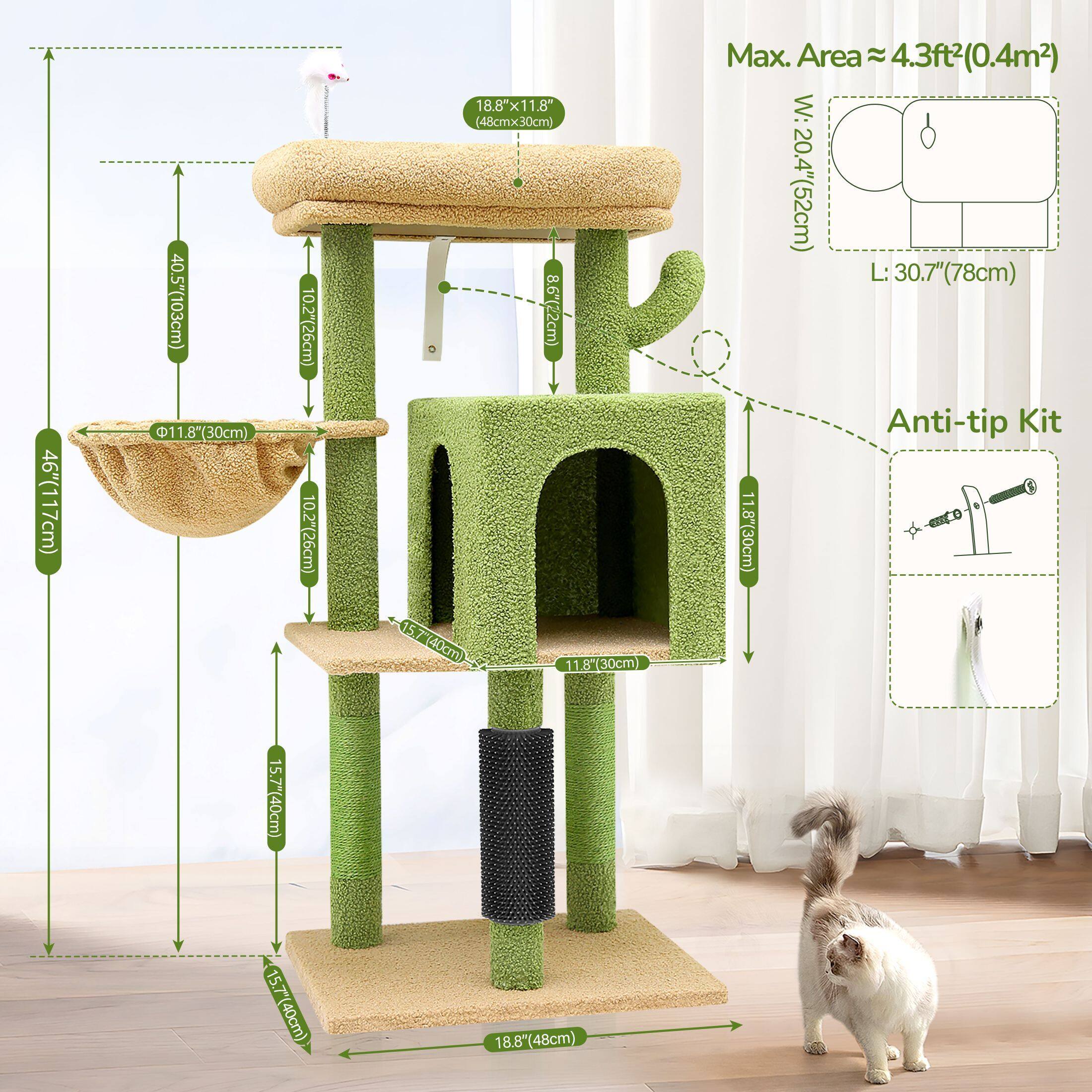 globlazer-f46b-arbre-chat-vert-117-cm-chaton image 8