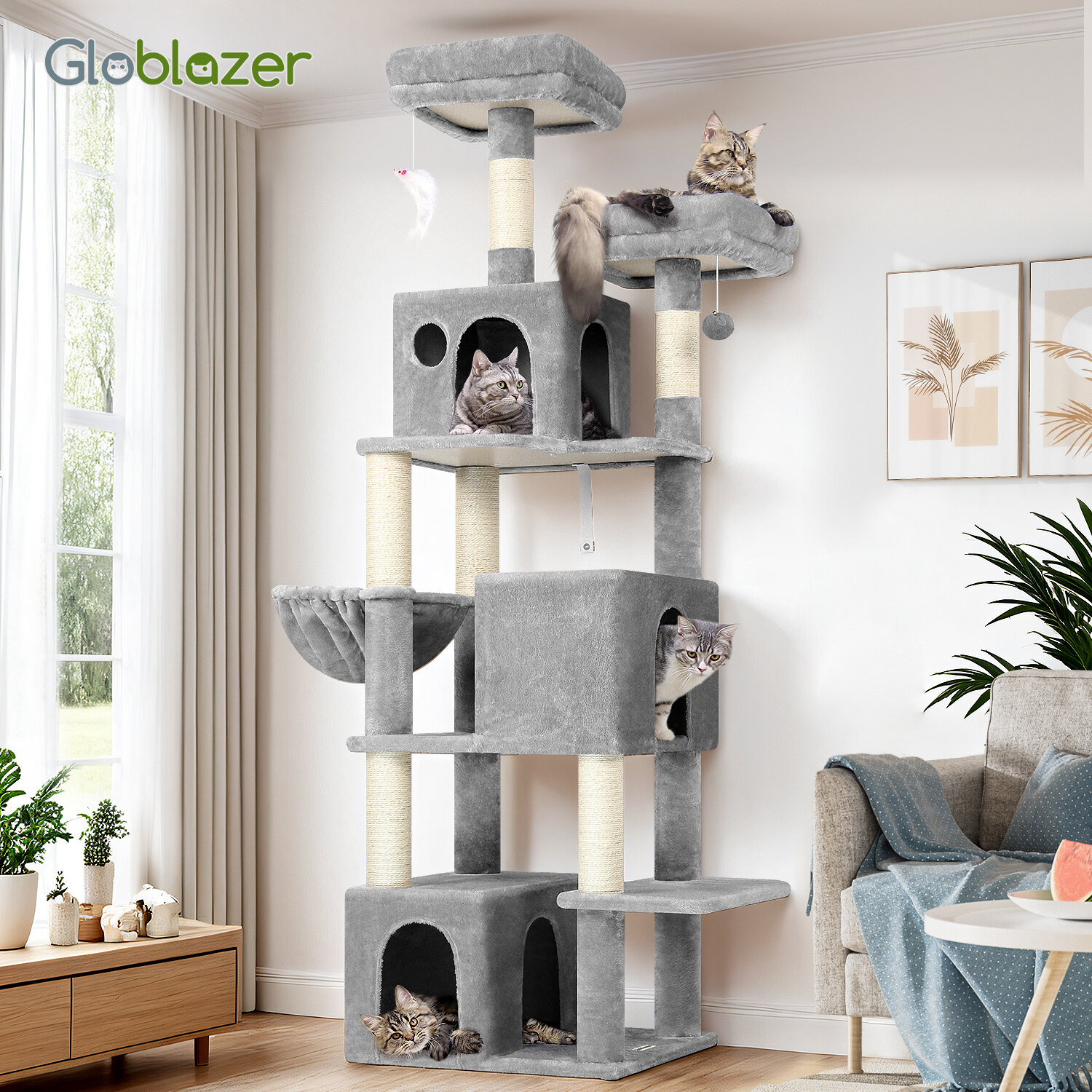 globlazer-f-series-f71-arbre-chat-gris-clair-71-pouces-griffoir image 8