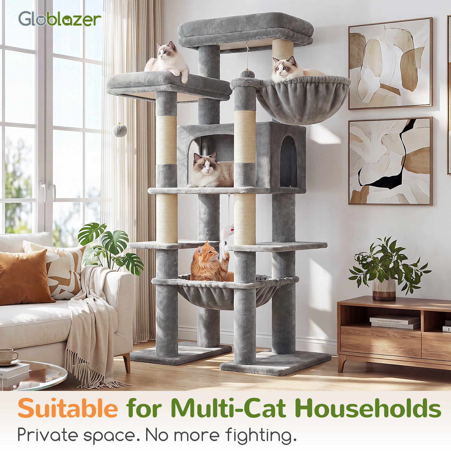 globlazer-f61b-arbre-chat-gris-clair-155-cm-xxl image 8