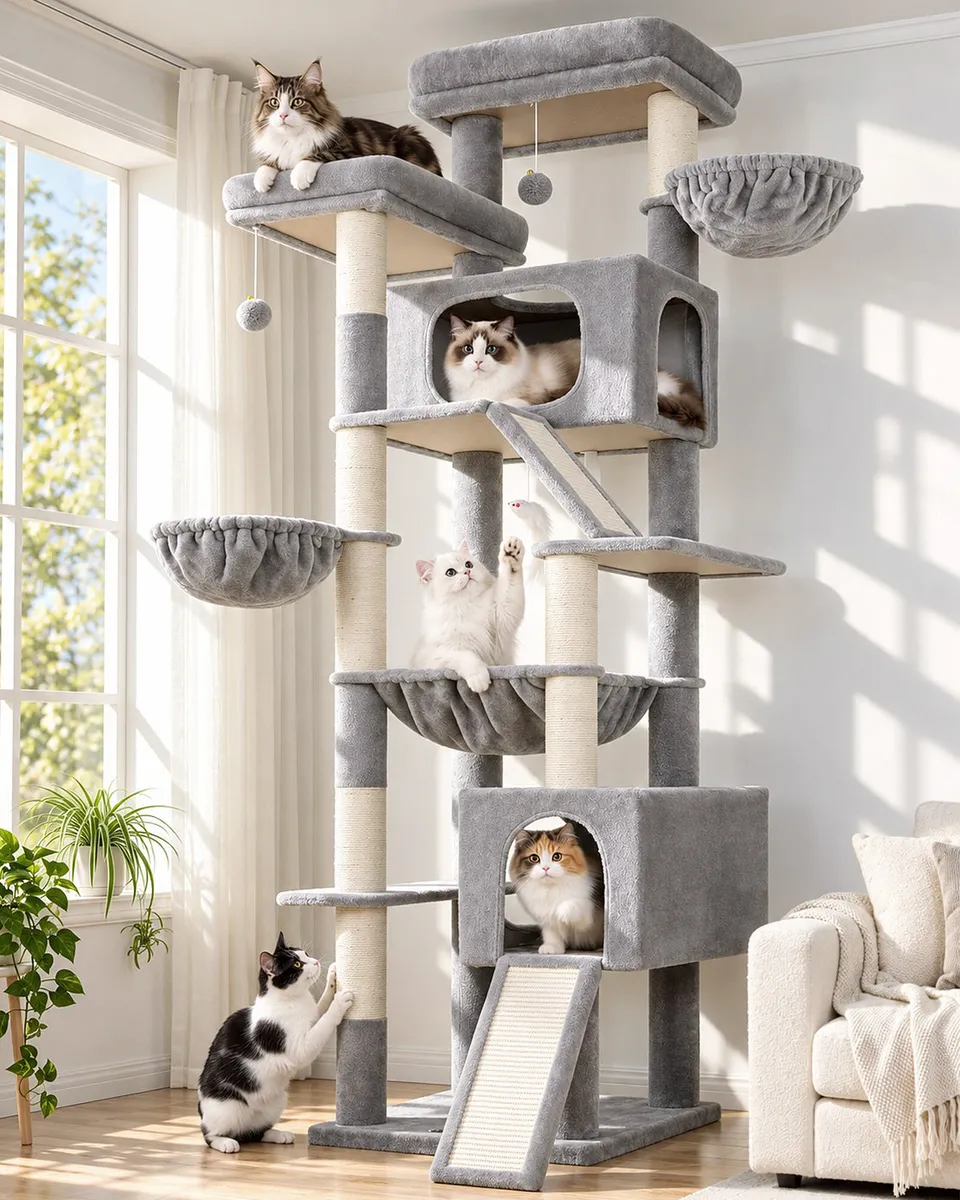 globlazer-f-series-f82d-arbre-chat-gris-clair-82-pouces-grand-chat image 1