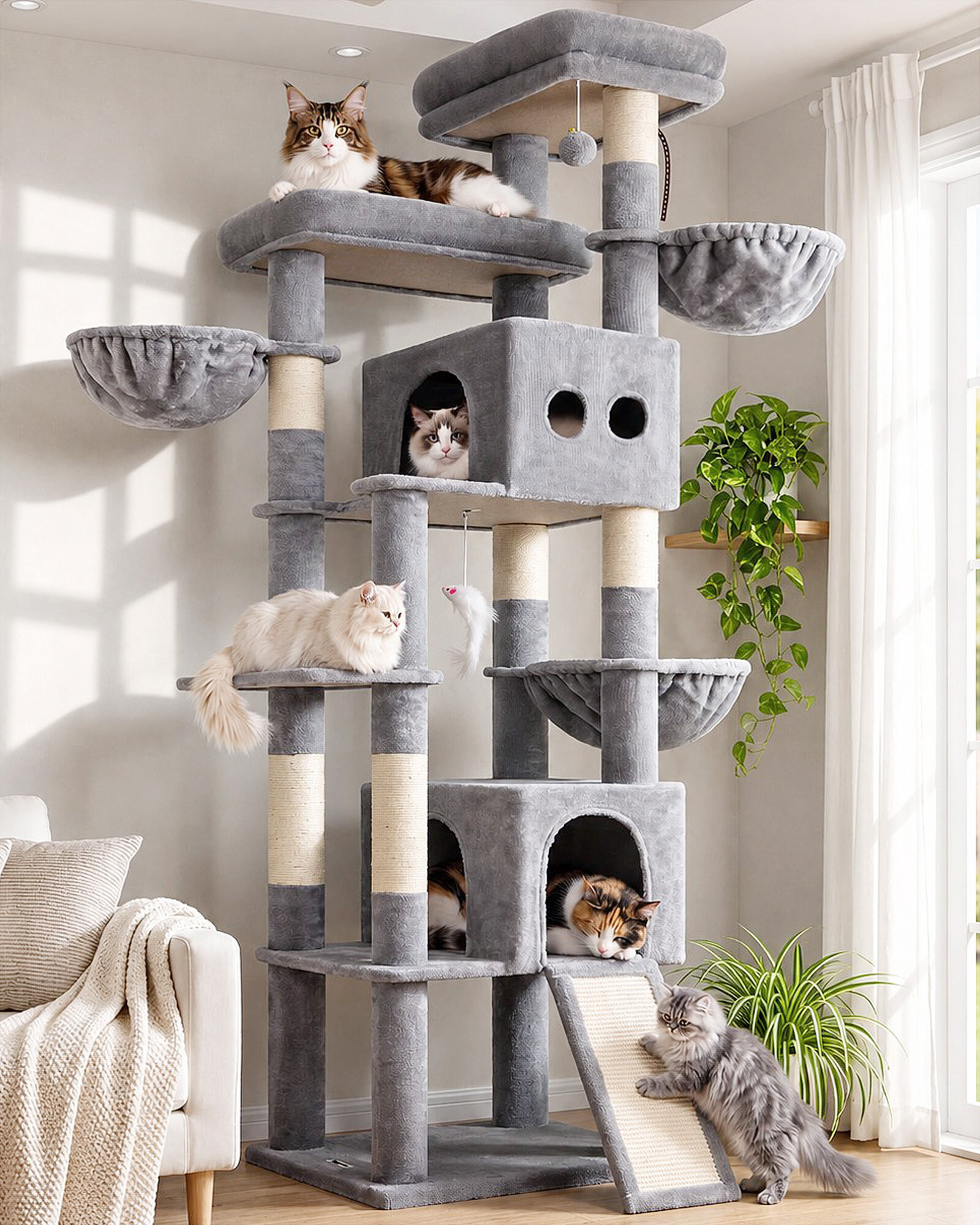 globlazer-f83j-arbre-chat-211-cm-gris-clair-xxl image 1
