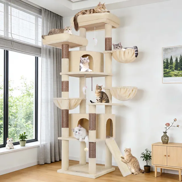 globlazer-f-series-f76c-arbre-chat-beige-76-pouces-familial image 1