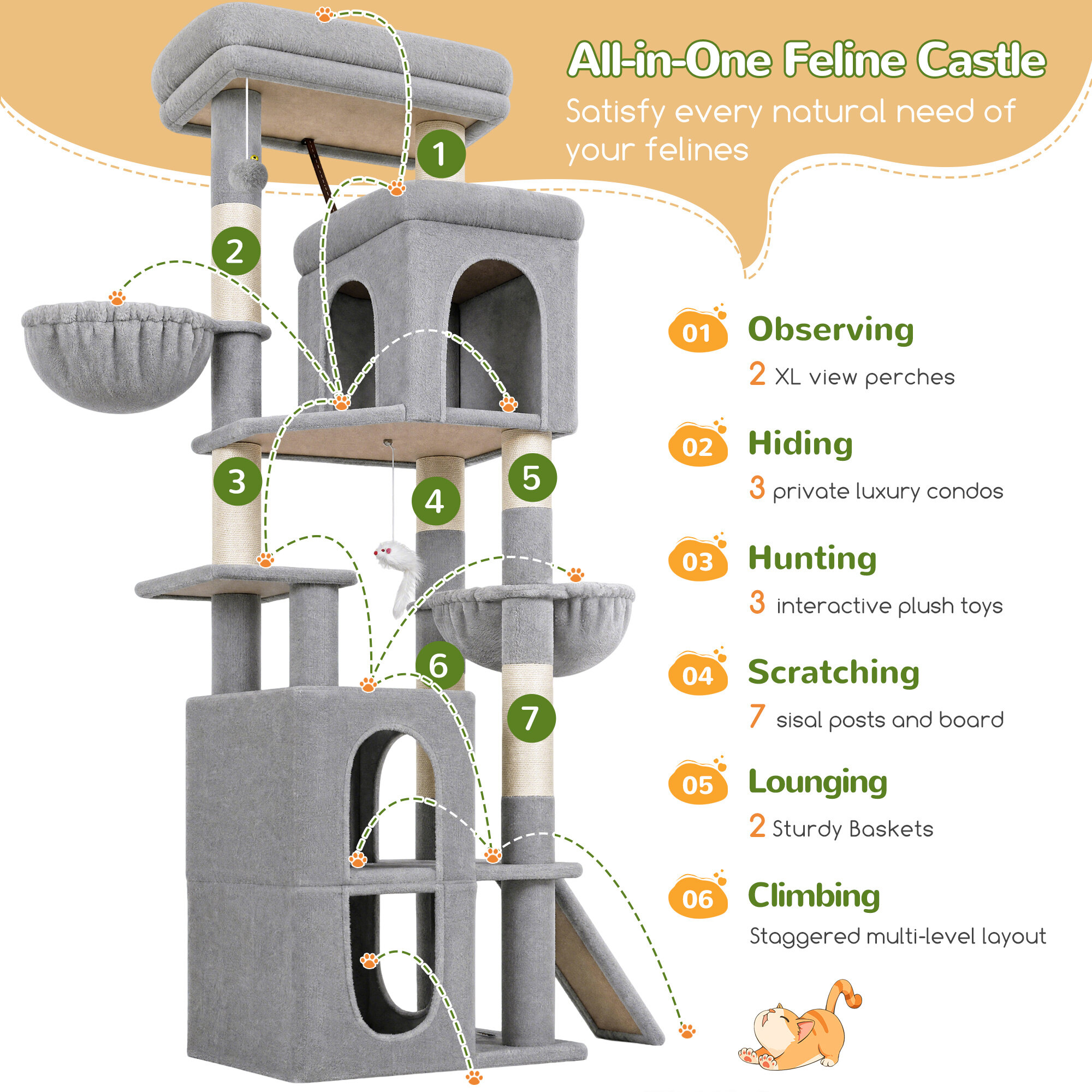 globlazer-f70f-arbre-chat-70-pouces-gris-clair-grand image 4
