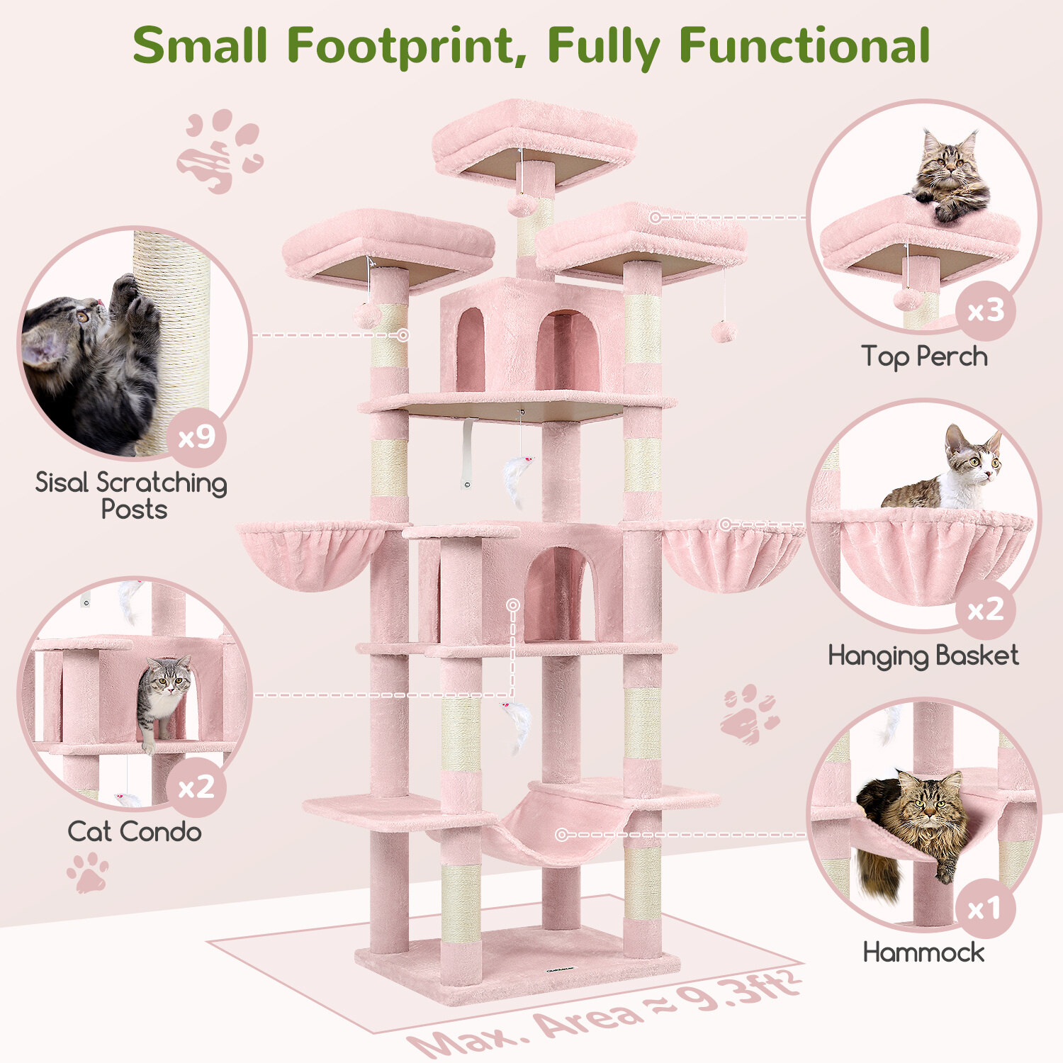 globlazer-f-series-f80-arbre-chat-rose-80-pouces-grand-chat image 5