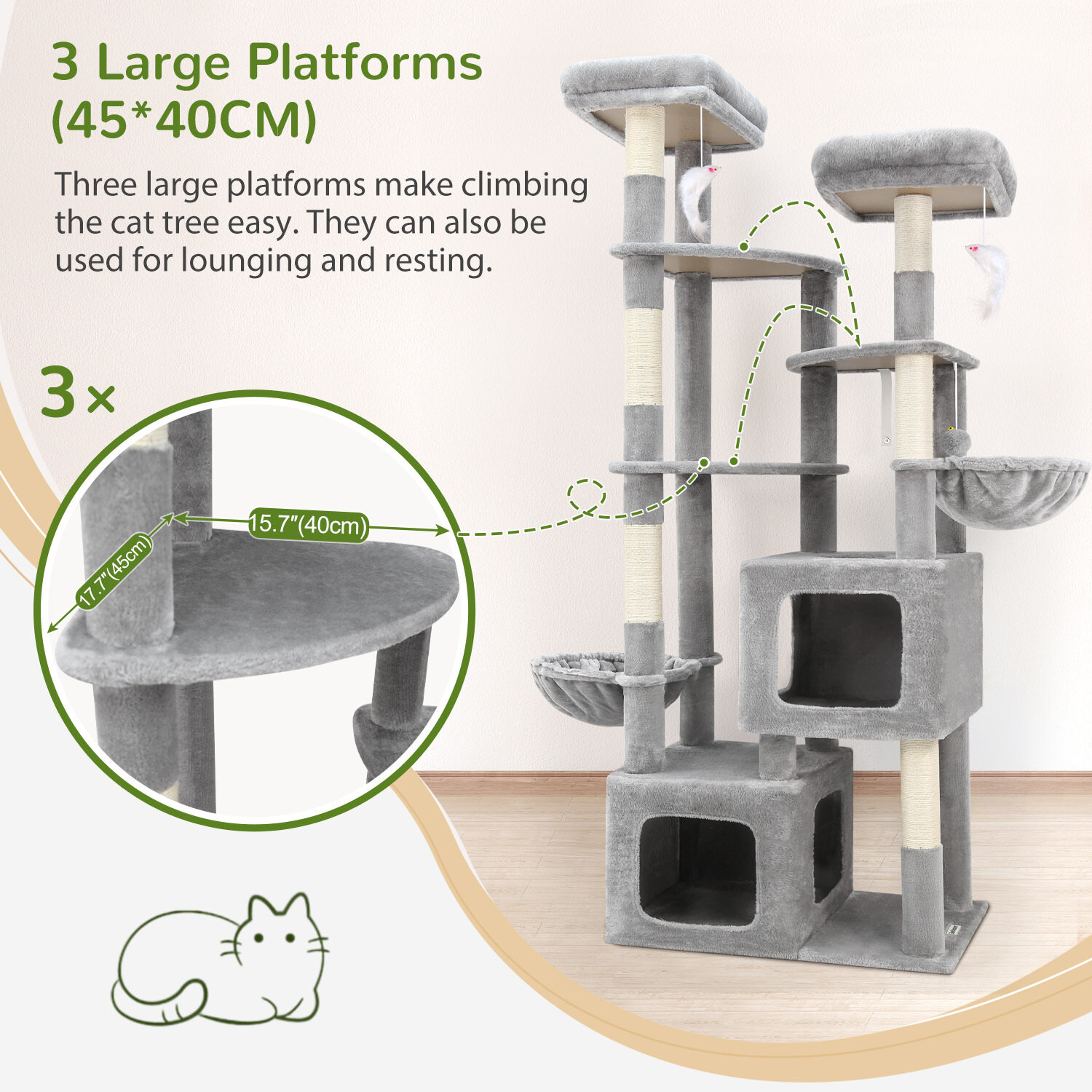 globlazer-s-series-s74e-arbre-chat-gris-clair-74-pouces image 5