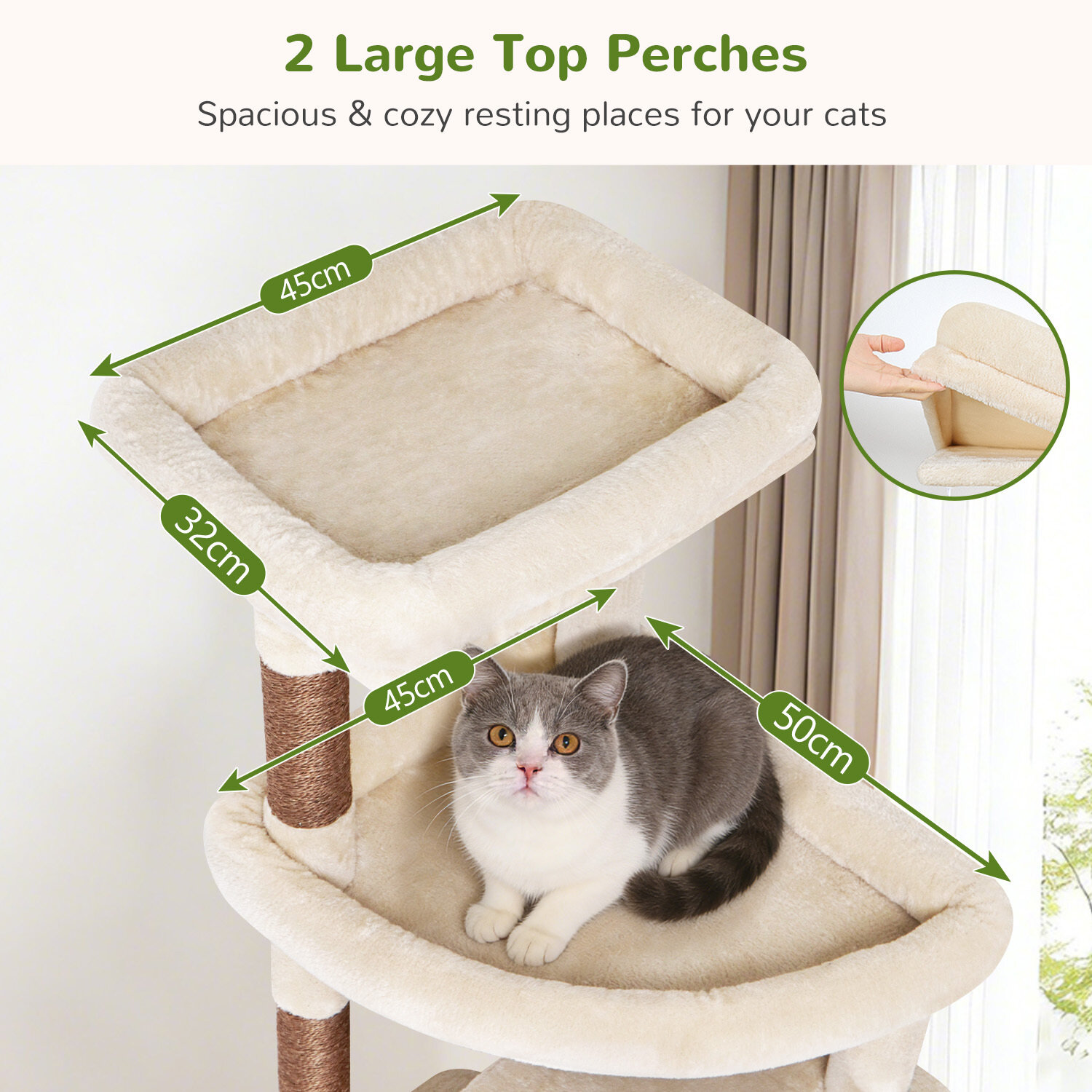 globlazer-f84b-f-series-arbre-chat-beige-84-pouces-grand image 3