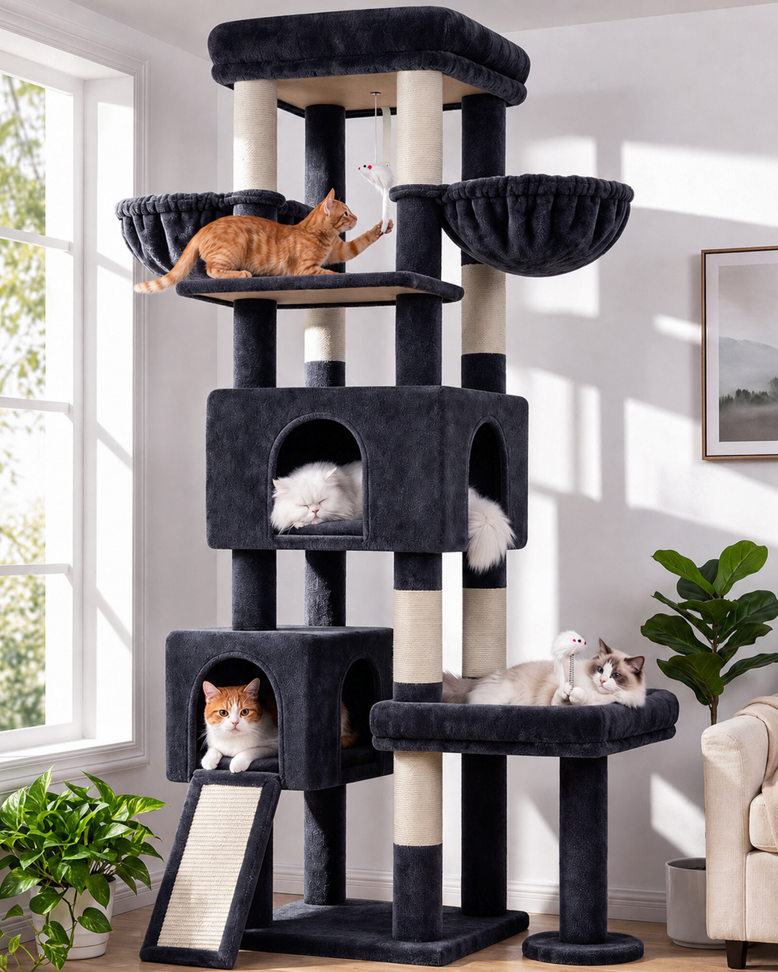 globlazer-s-series-s73b-arbre-chat-gris-fonc-73-pouces-robuste image 1