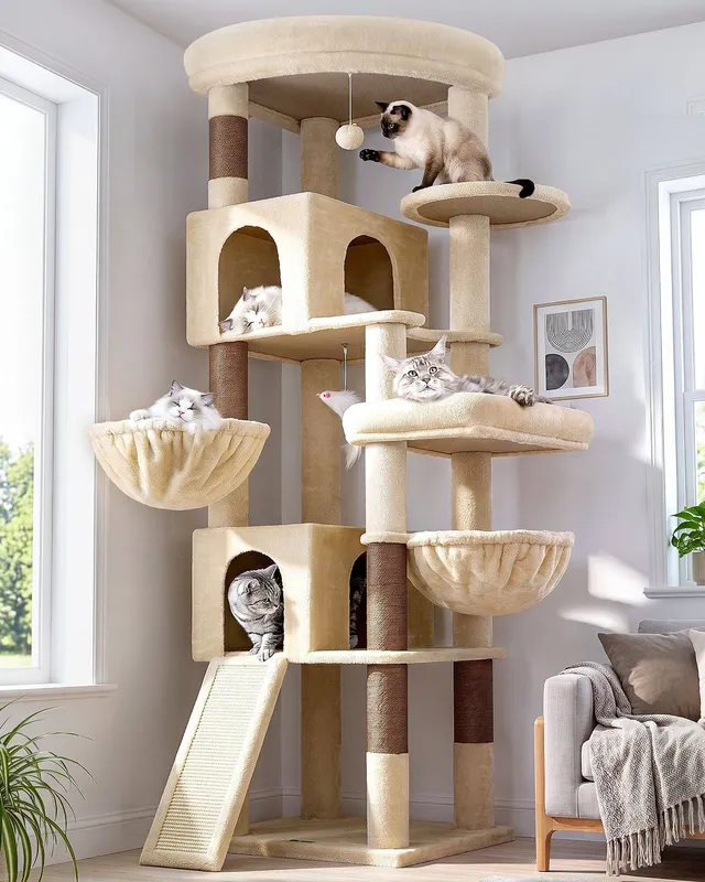 globlazer-c-series-c74-arbre-chat-beige-74-pouces-grand image 1