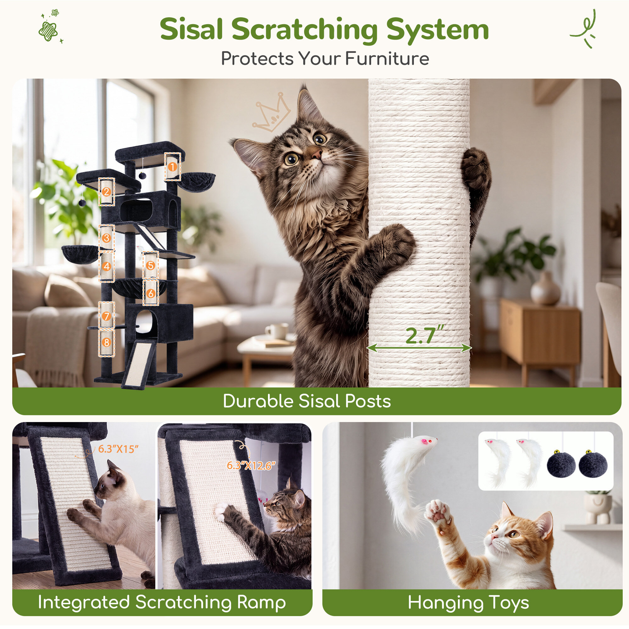 globlazer-f82d-arbre-chat-gris-fonc-82-pouces-grand image 6