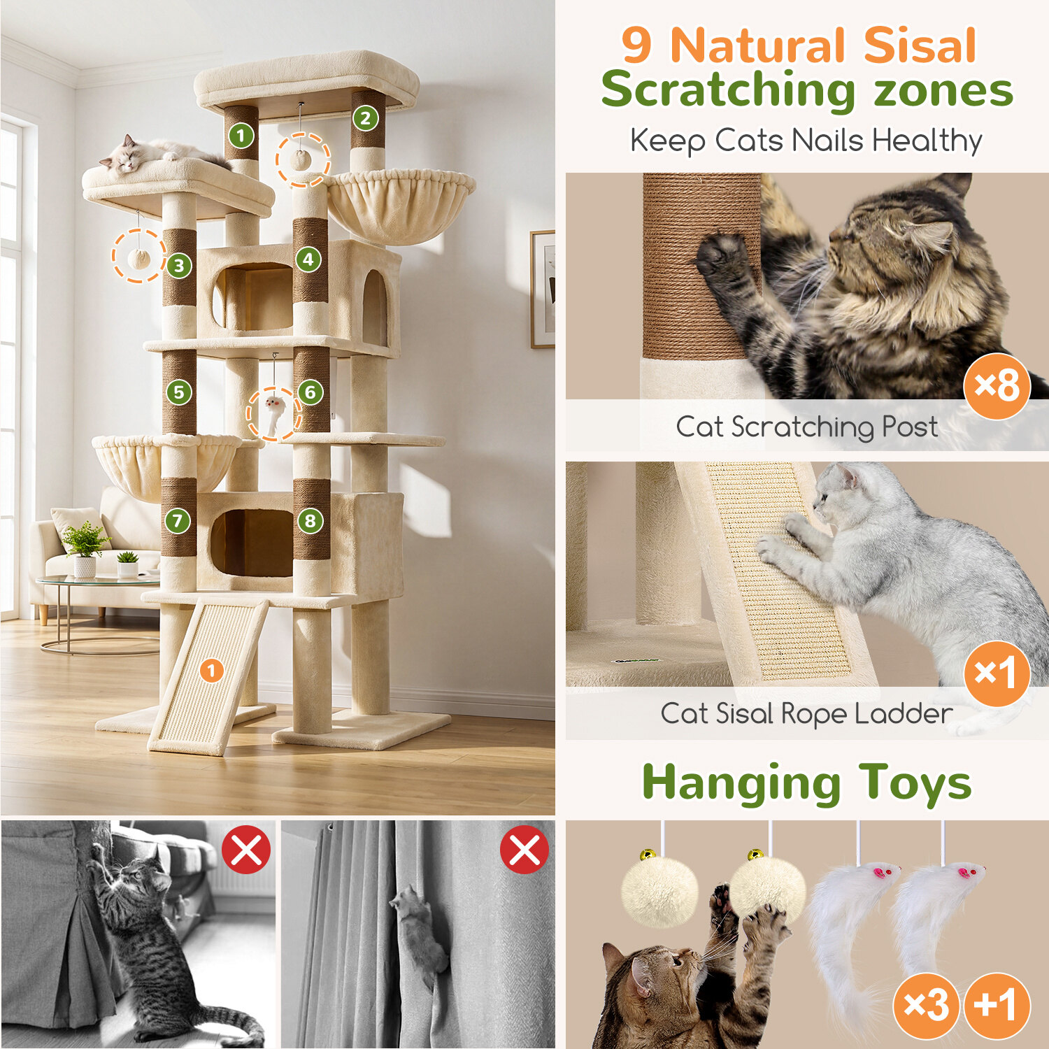 globlazer-f-series-f75g-arbre-chat-beige-75-pouces-robuste image 5