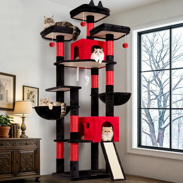 globlazer-f83d-arbre-chat-211-cm-rouge-noir-grands-chats image 1