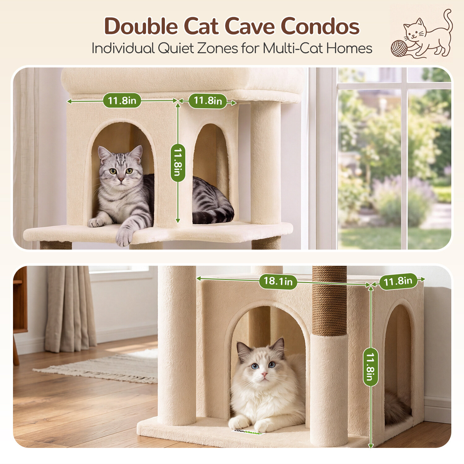 globlazer-f-series-f54-arbre-chat-beige-2-niches-chaton image 4