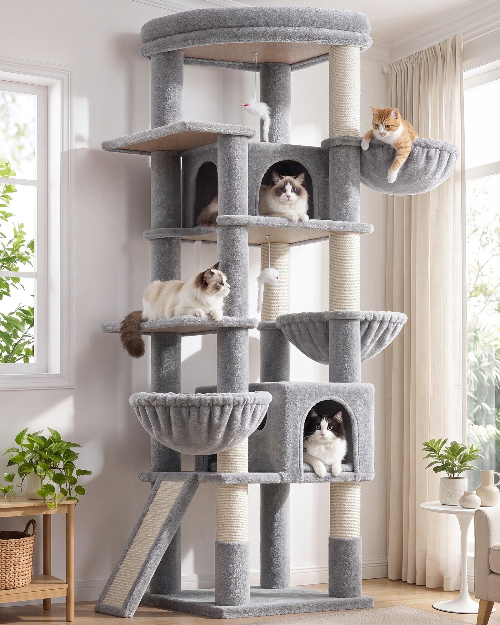 globlazer-s78g-arbre-chat-78-pouces-gris-clair-haut image 1