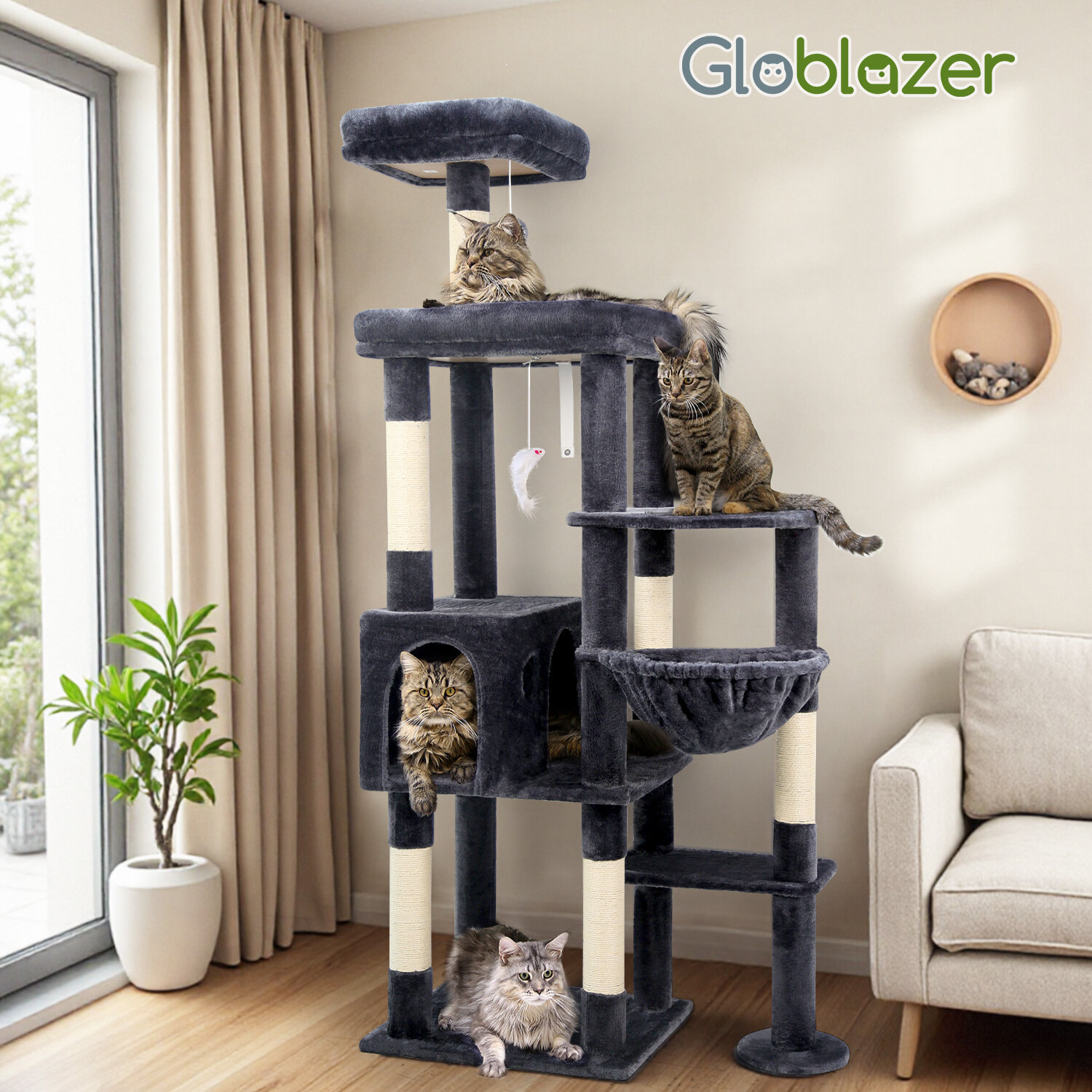 globlazer-f-series-f65b-arbre-chat-gris-fonc-165-cm image 3