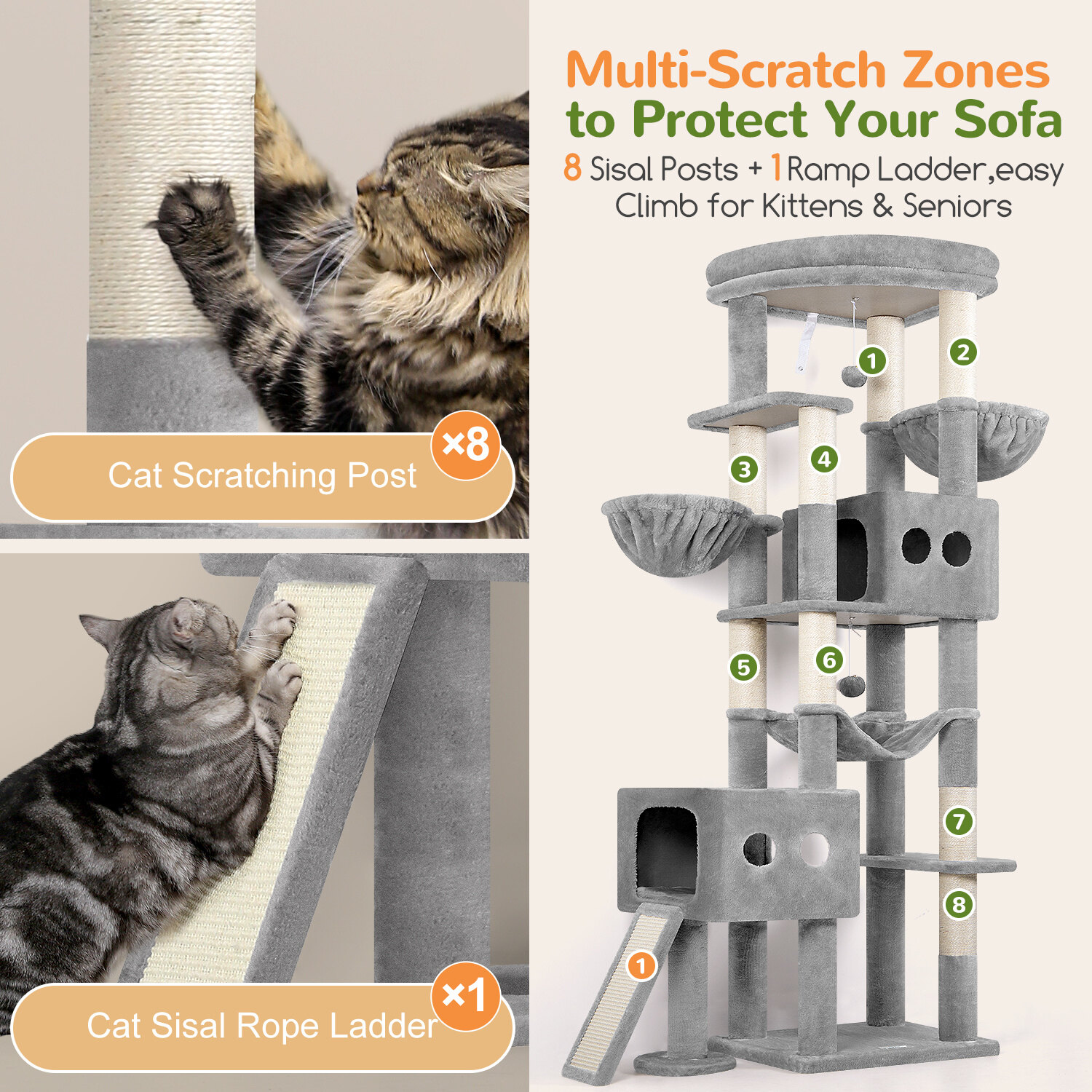 globlazer-s-series-s81g-arbre-chat-gris-clair-81-pouces image 6