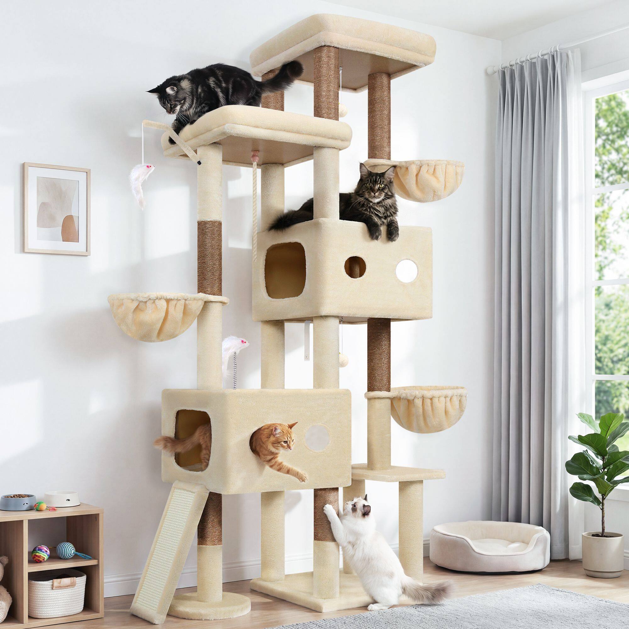 globlazer-f81d-arbre-chat-beige-206-cm-grand image 4