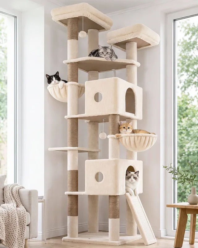globlazer-f84g-arbre-chat-beige-84-pouces-grande-tour image 1