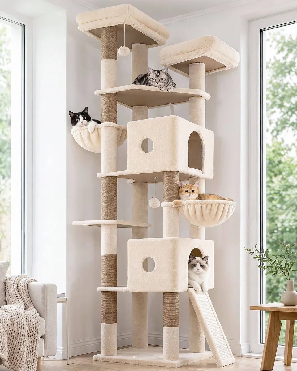 globlazer-f84g-arbre-chat-beige-84-pouces-grande-tour image 1